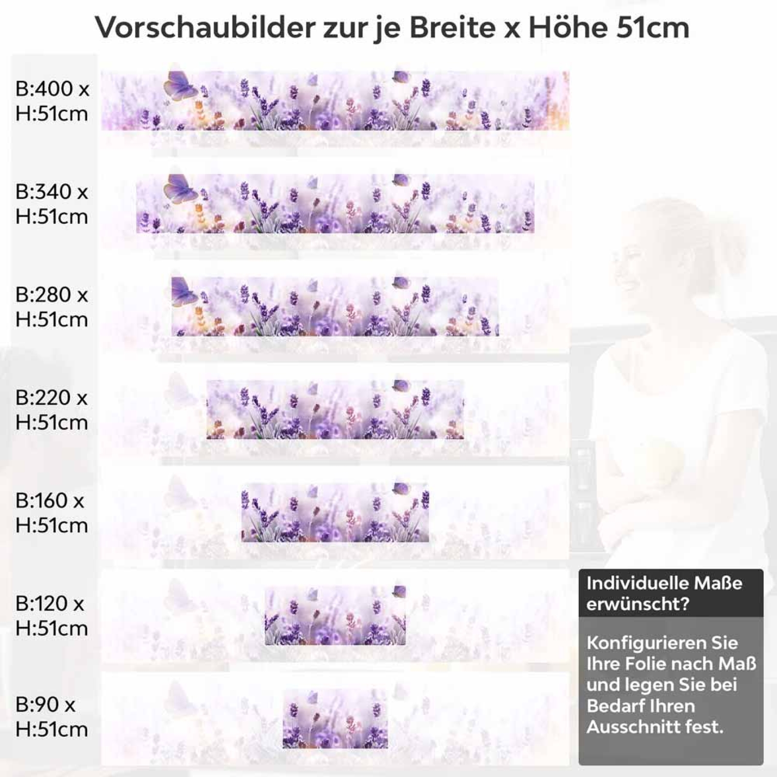 Küchenrückwand Folie Lavendel Höhe 51cm