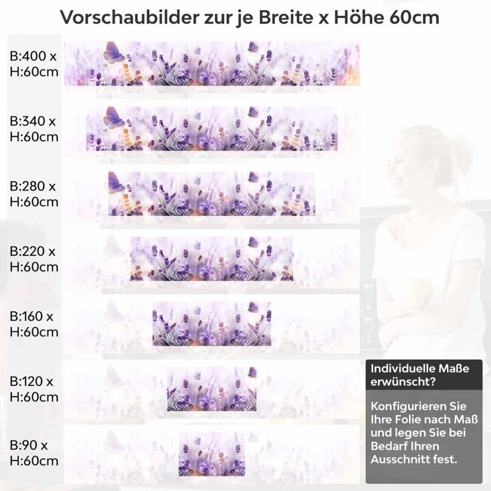 Küchenrückwand Folie Lavendel Höhe 60cm