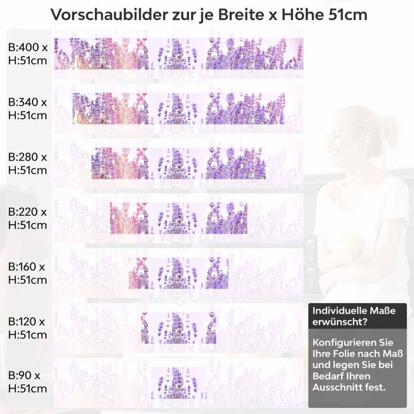 Küchenrückwand Folie Lavendelfeld Höhe 51cm
