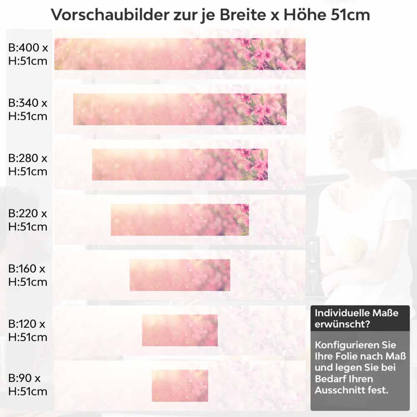 Küchenrückwand Folie rosa Blumen Höhe 51cm