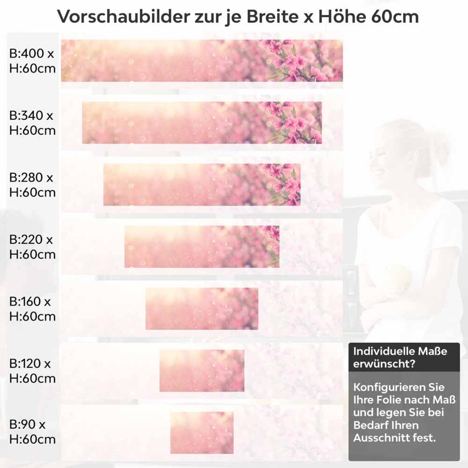 Küchenrückwand Folie rosa Blumen Höhe 60cm