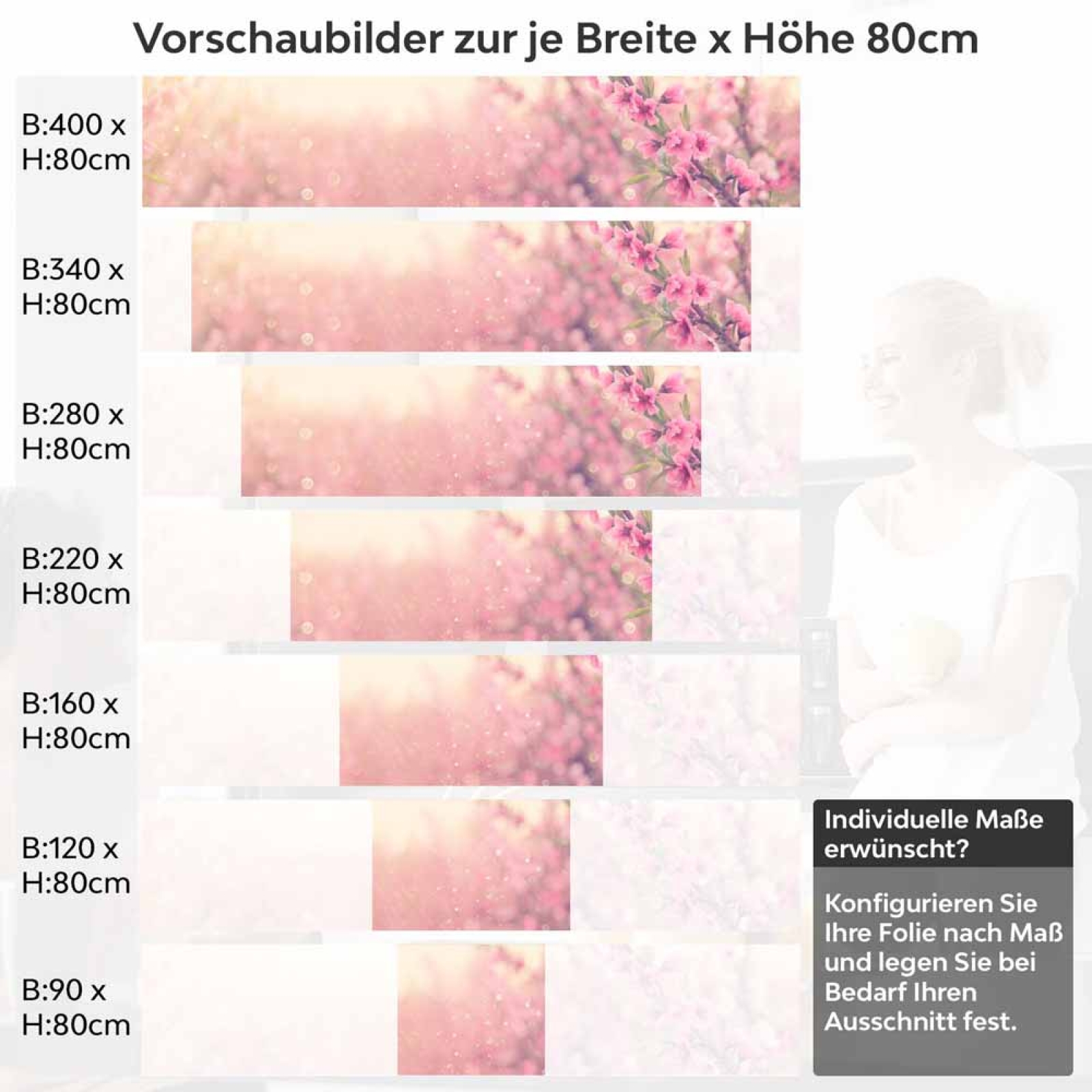 Küchenrückwand Folie rosa Blumen Höhe 80cm