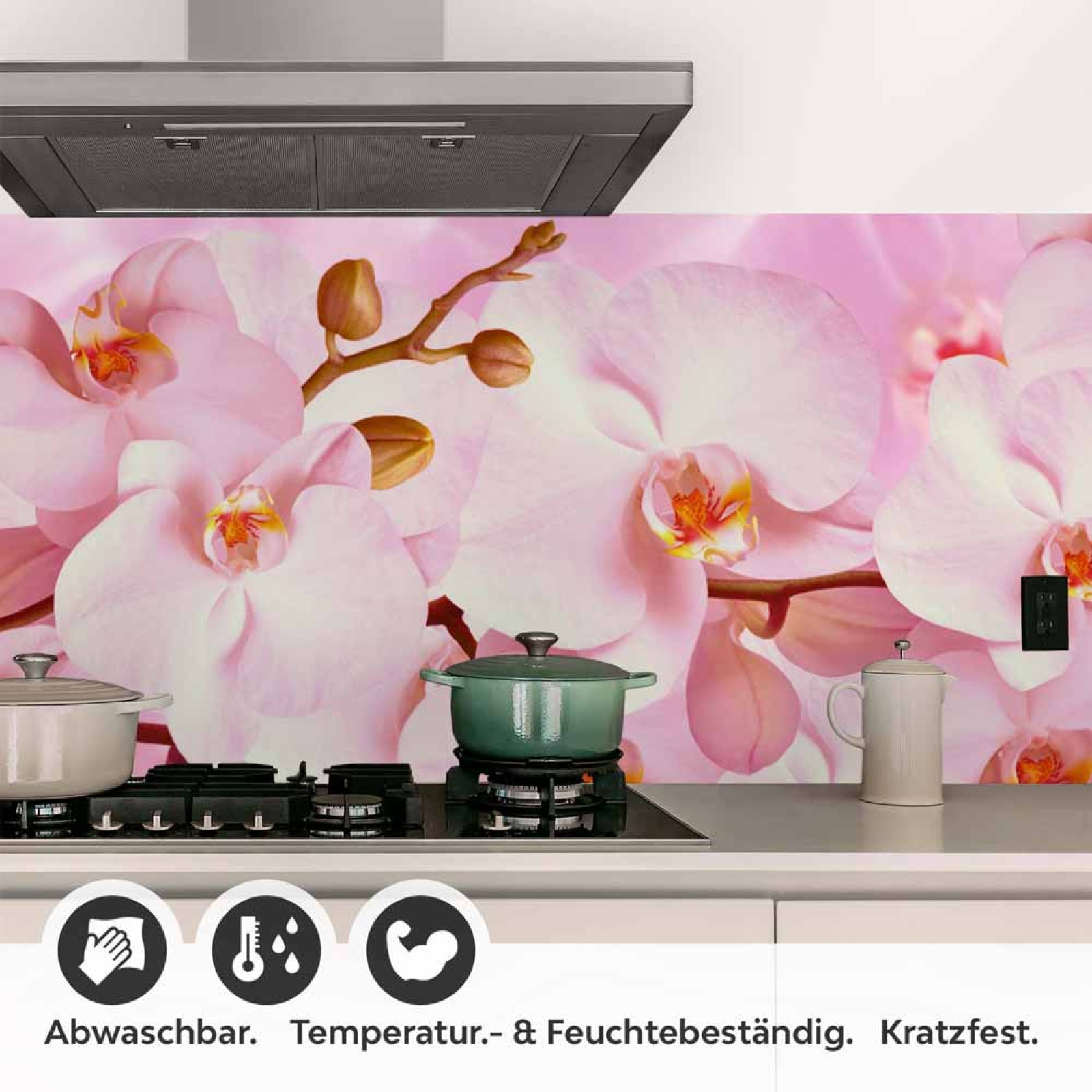 Küchenrückwand Folie rosa Orchideen Detailbild 1