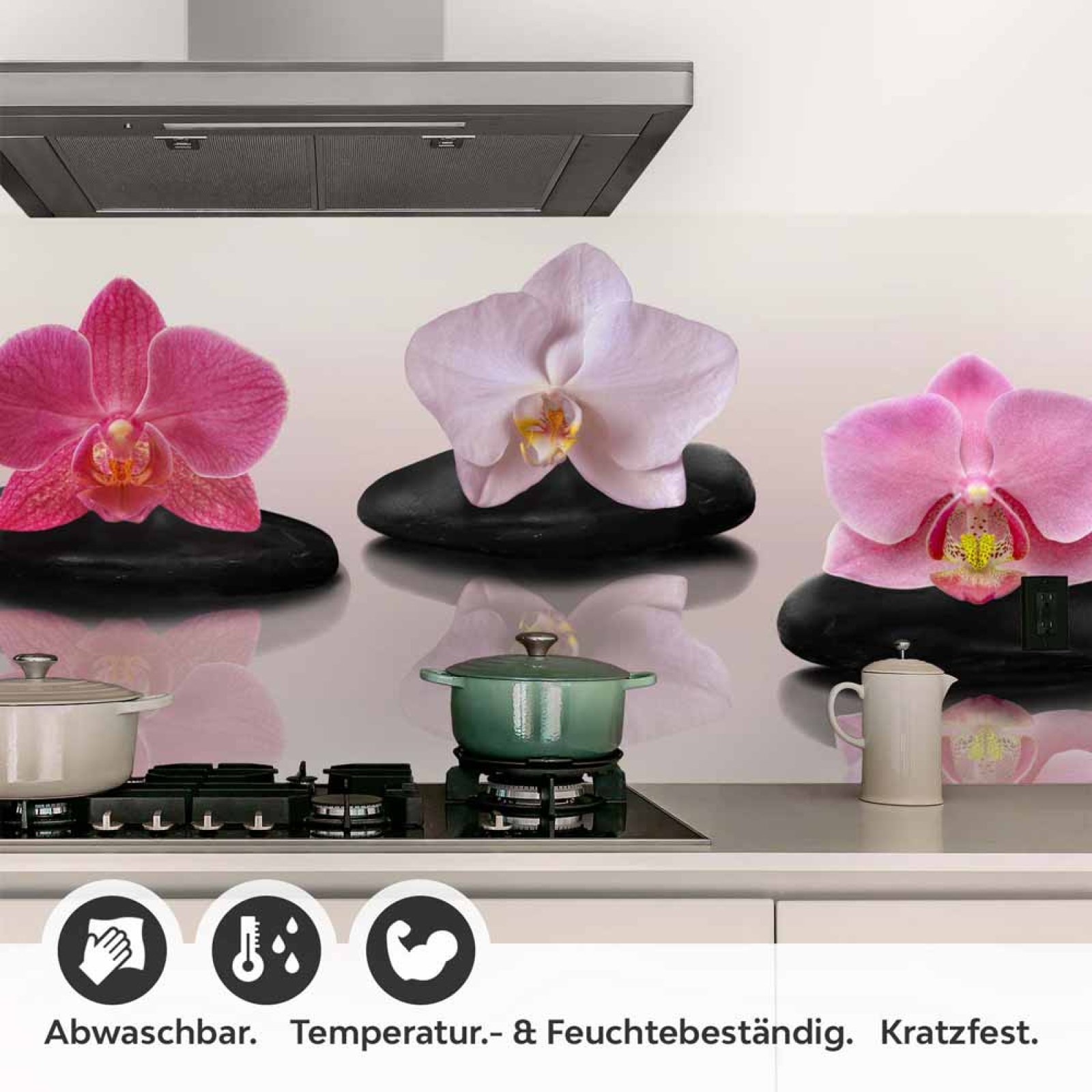 Küchenrückwand Folie Orchidee & Zen Steine Detailbild 1