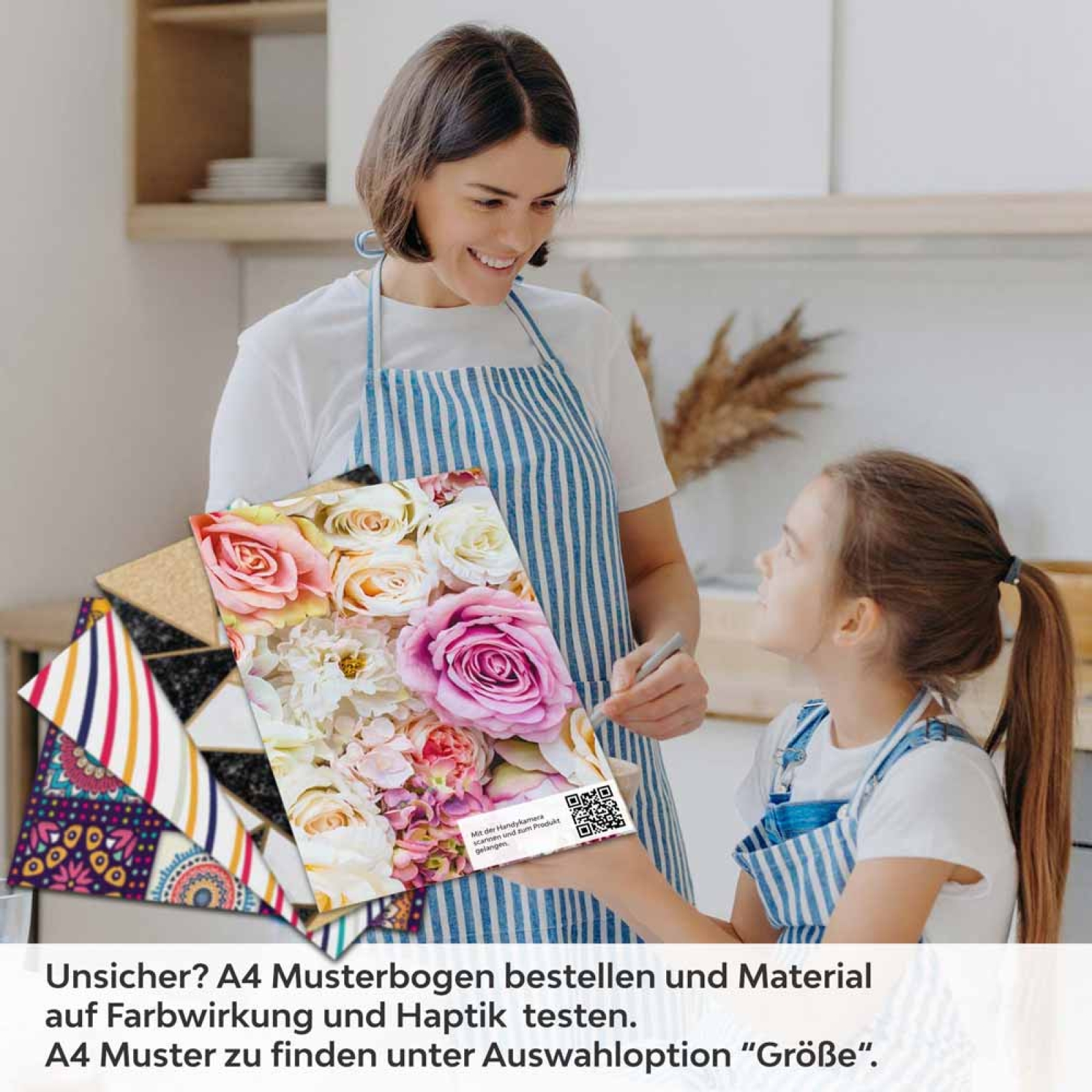 Küchenrückwand Folie elegante Rosen in Pastellfarben A4 Muster