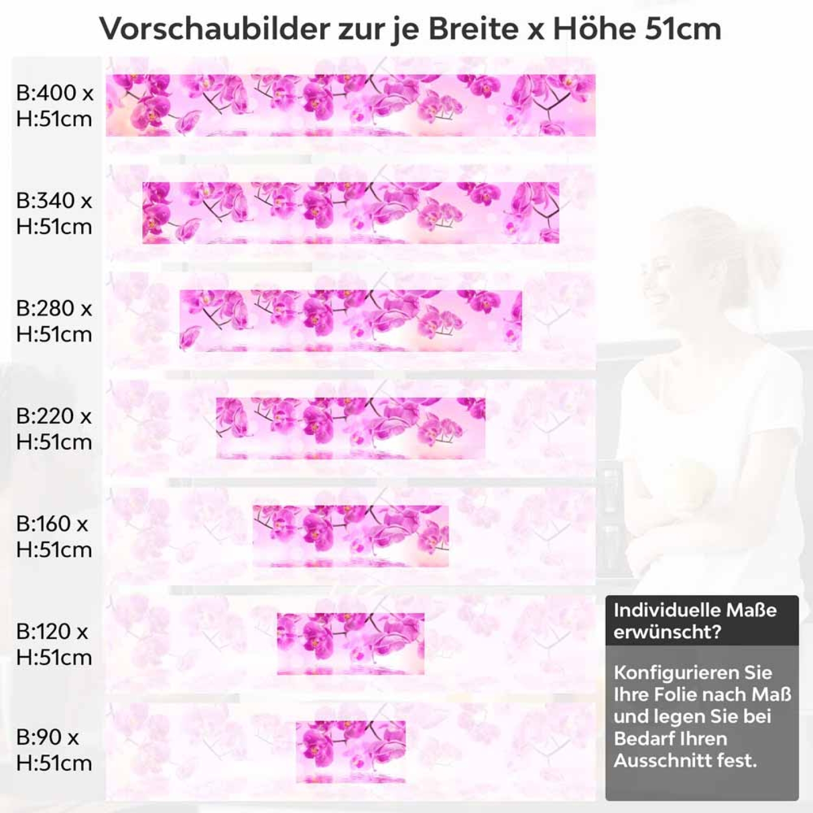 Küchenrückwand Folie  Orchidee über dem Wasser Höhe 51cm