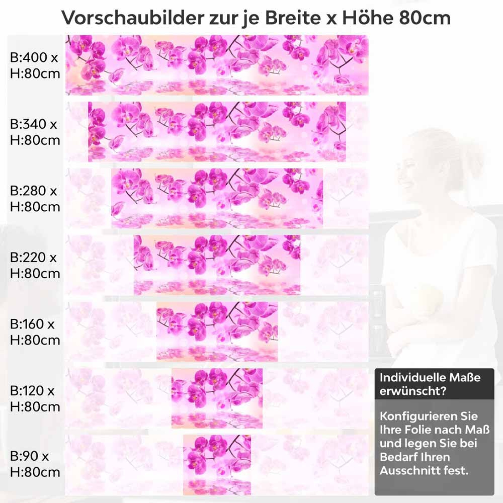 Küchenrückwand Folie  Orchidee über dem Wasser Höhe 80cm