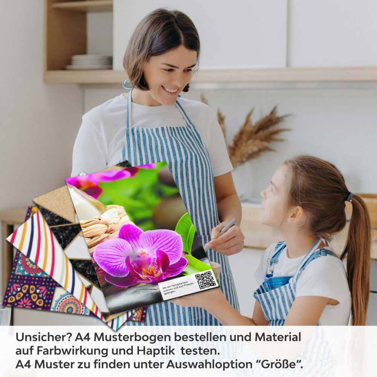 Küchenrückwand Folie Steine Orchideen Bambus & Kerzen A4 Muster