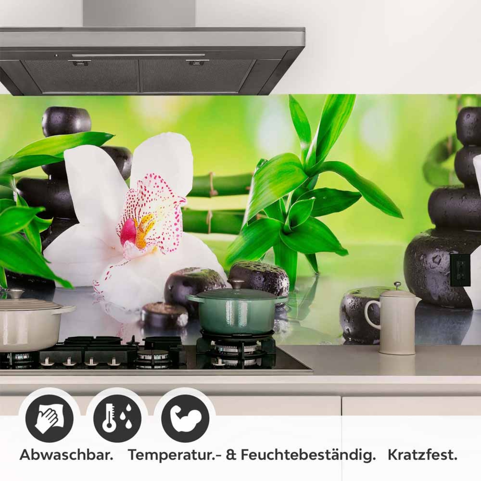 Küchenrückwand Folie Orchidee Bambus SPA Detailbild 1