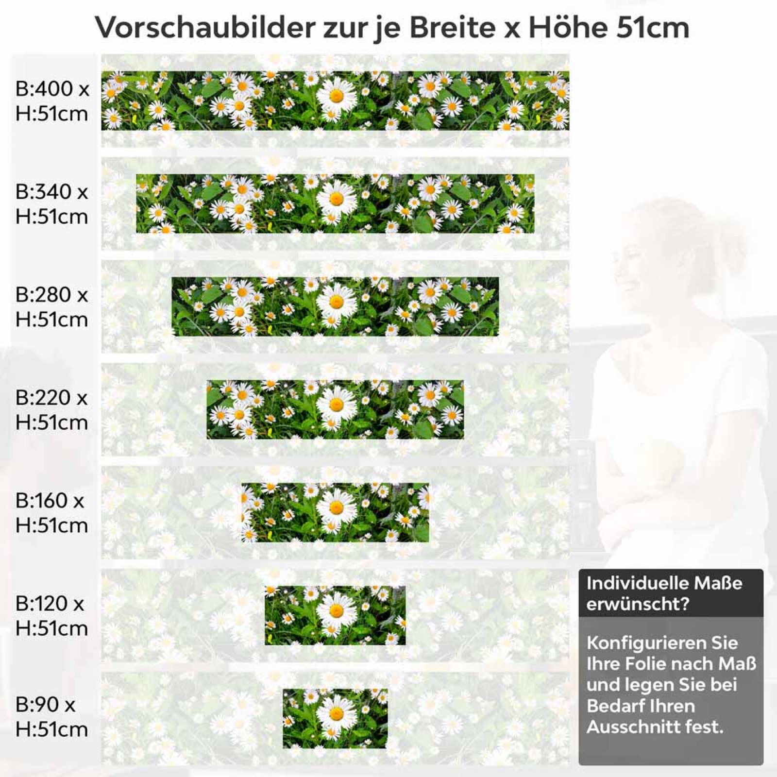 Küchenrückwand Folie Margeriten Blumen Höhe 51cm