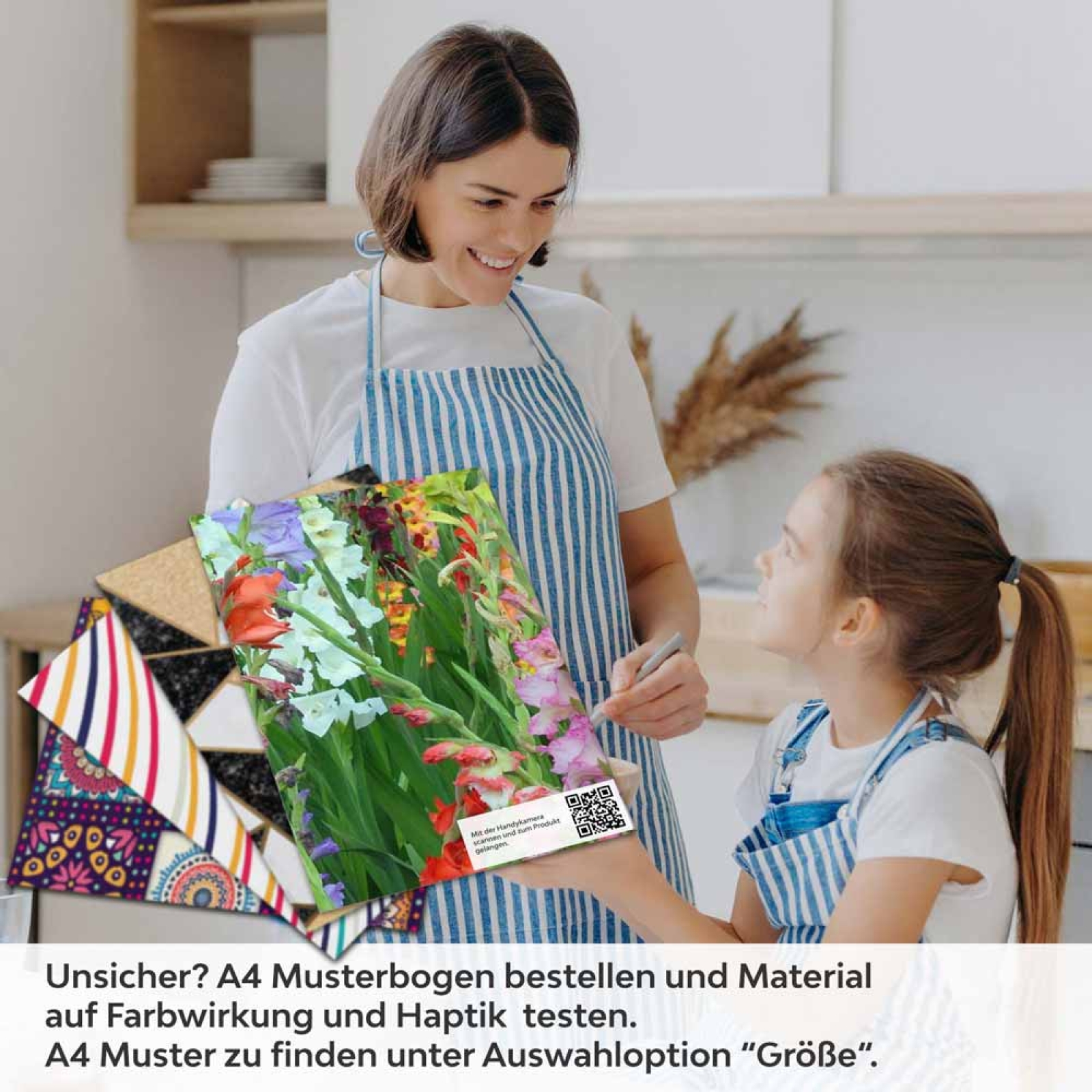 Küchenrückwand Folie bunte Blumen & Wiese A4 Muster