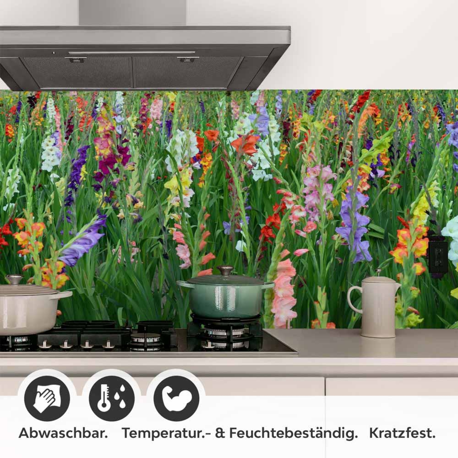Küchenrückwand Folie bunte Blumen & Wiese Detailbild 1