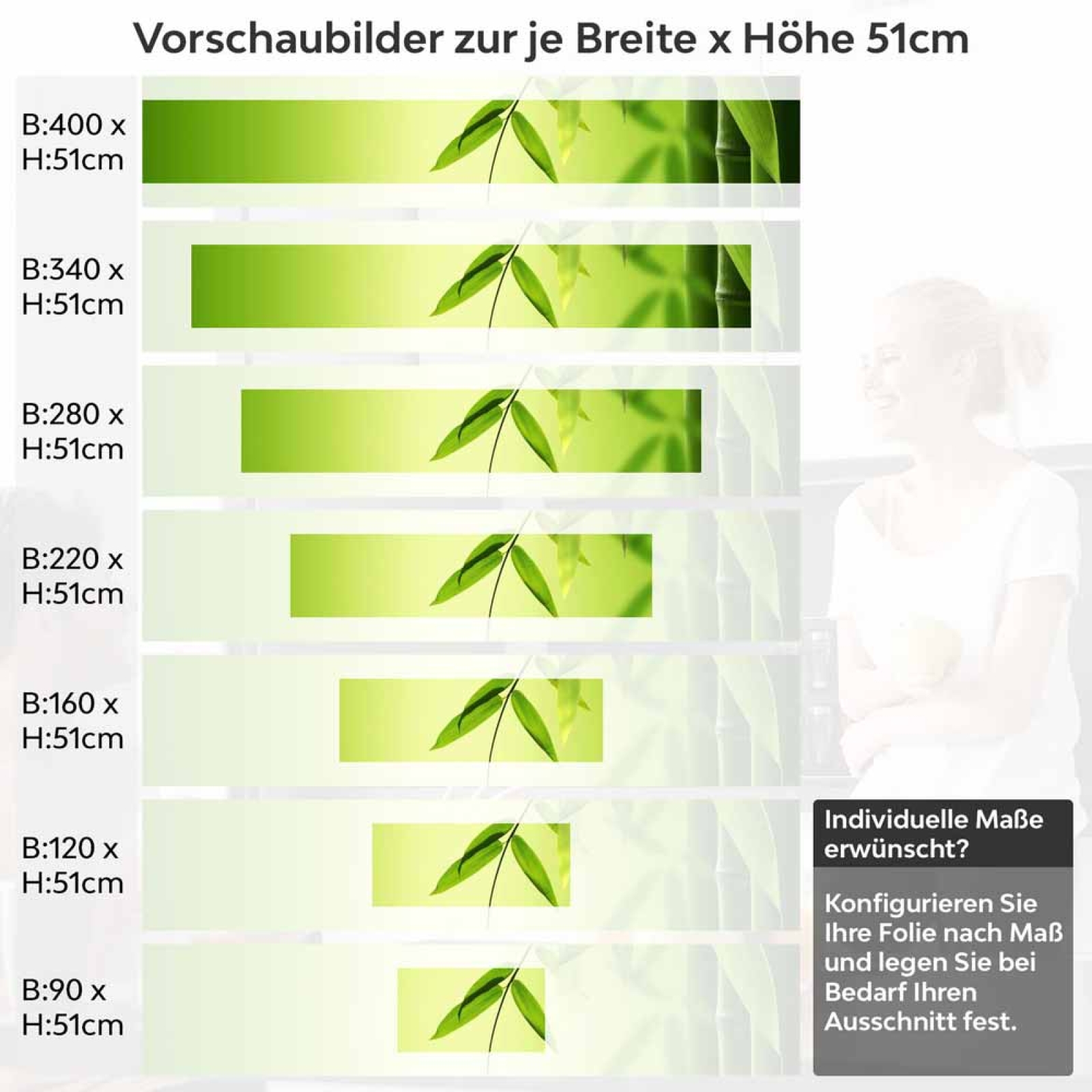 Küchenrückwand Folie Bambus Höhe 51cm