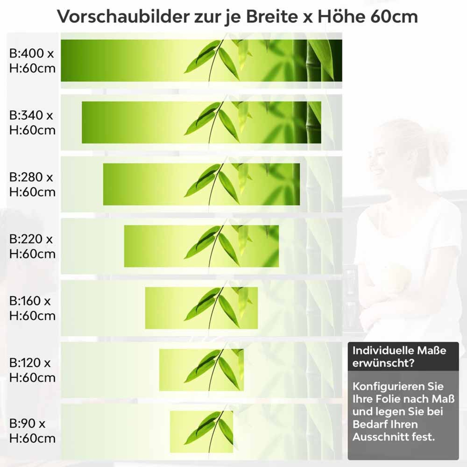 Küchenrückwand Folie Bambus Höhe 60cm