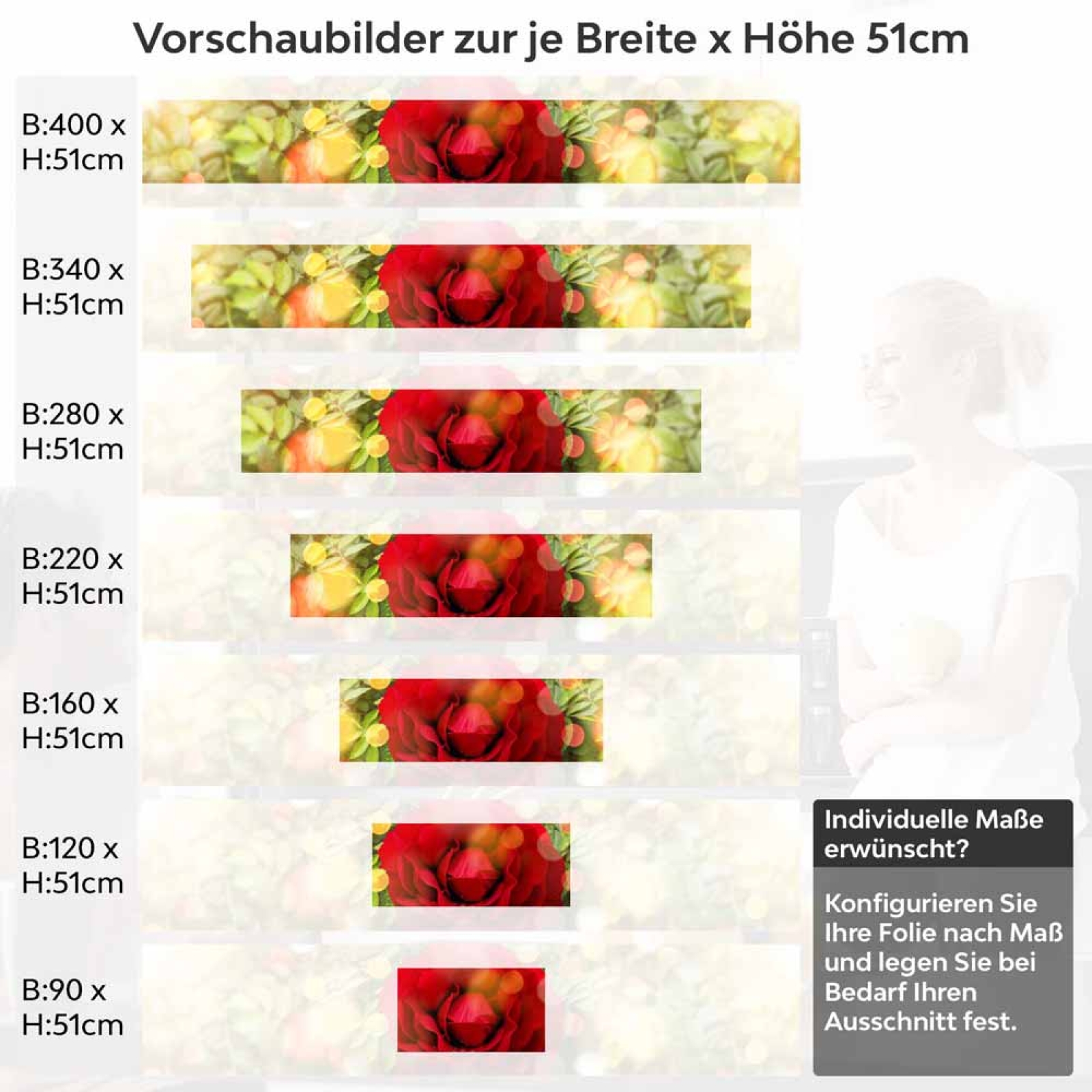 Küchenrückwand Folie blühende Rose Höhe 51cm