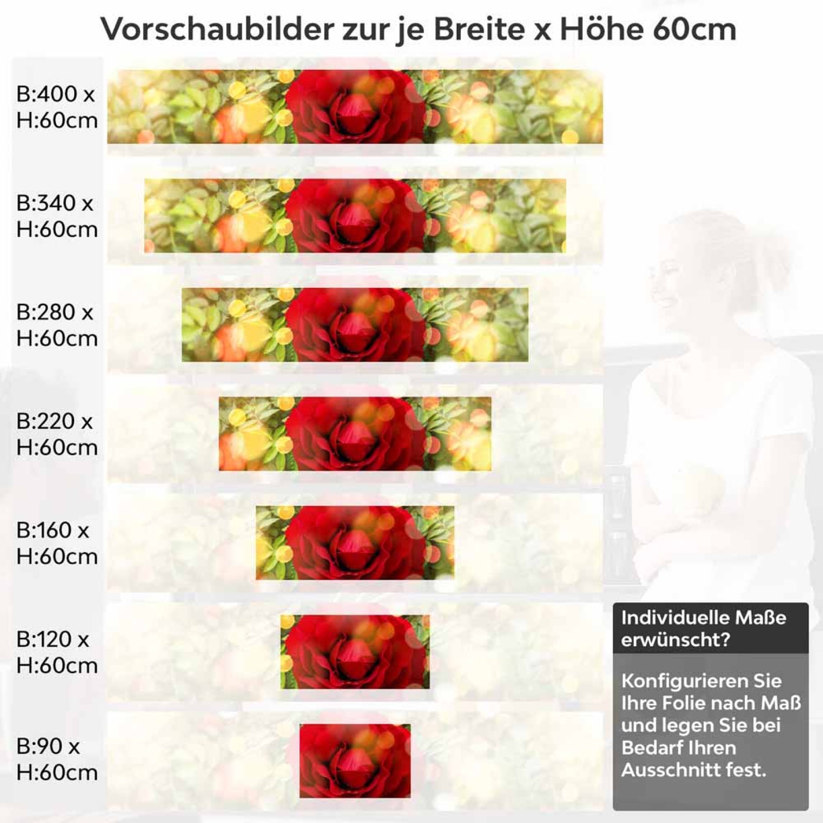 Küchenrückwand Folie blühende Rose Höhe 60cm