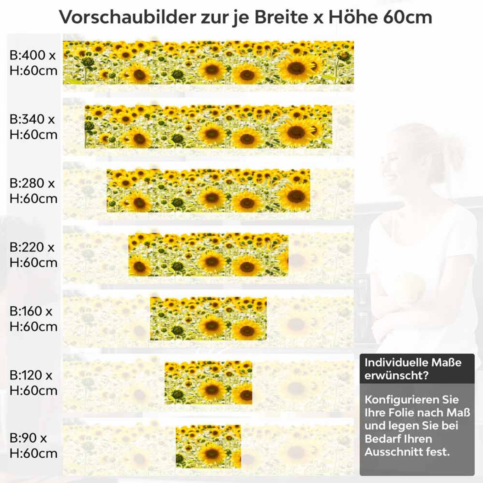 Küchenrückwand Folie blühendes Sonnenblumenfeld Höhe 60cm