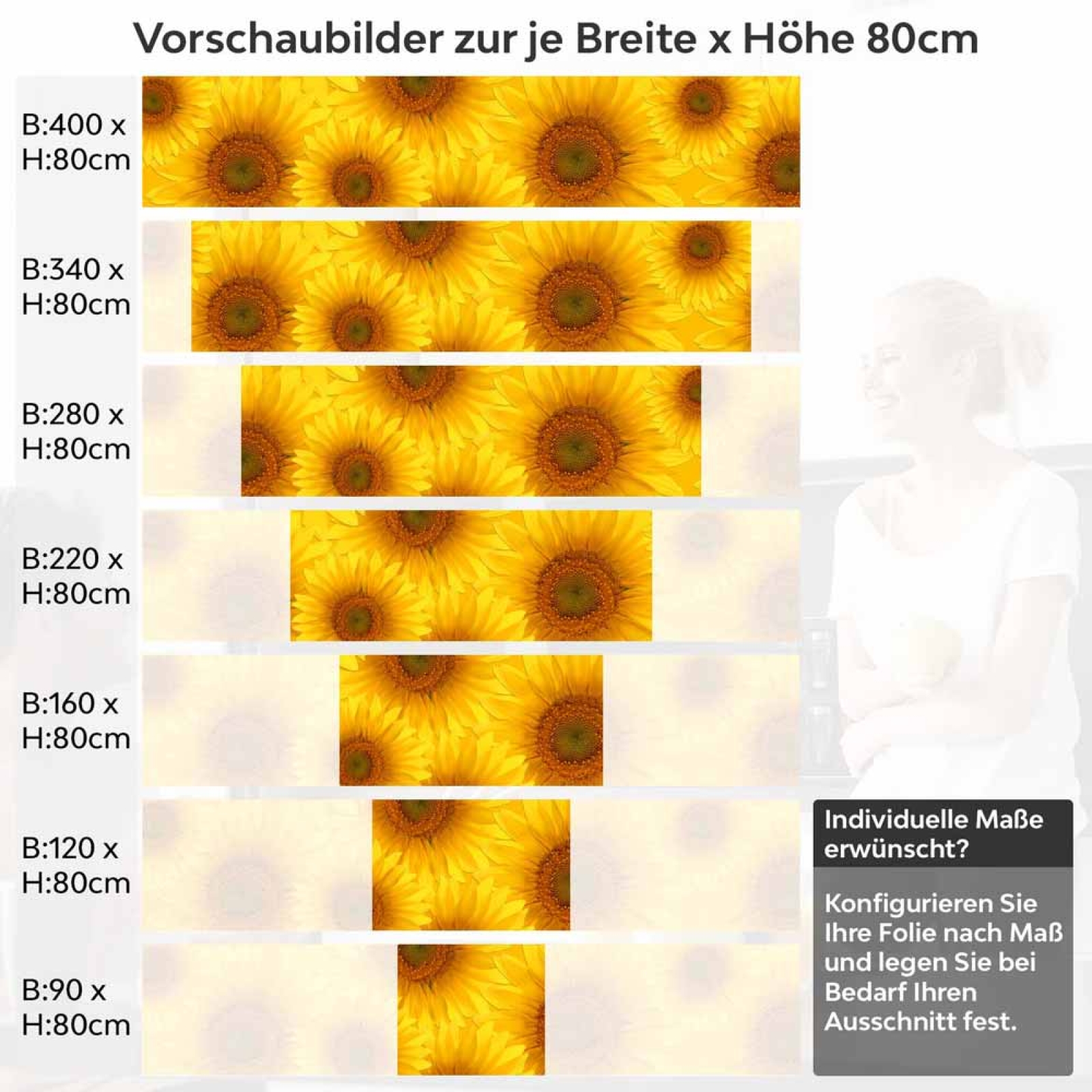 Küchenrückwand Folie Sunflowers Höhe 80cm