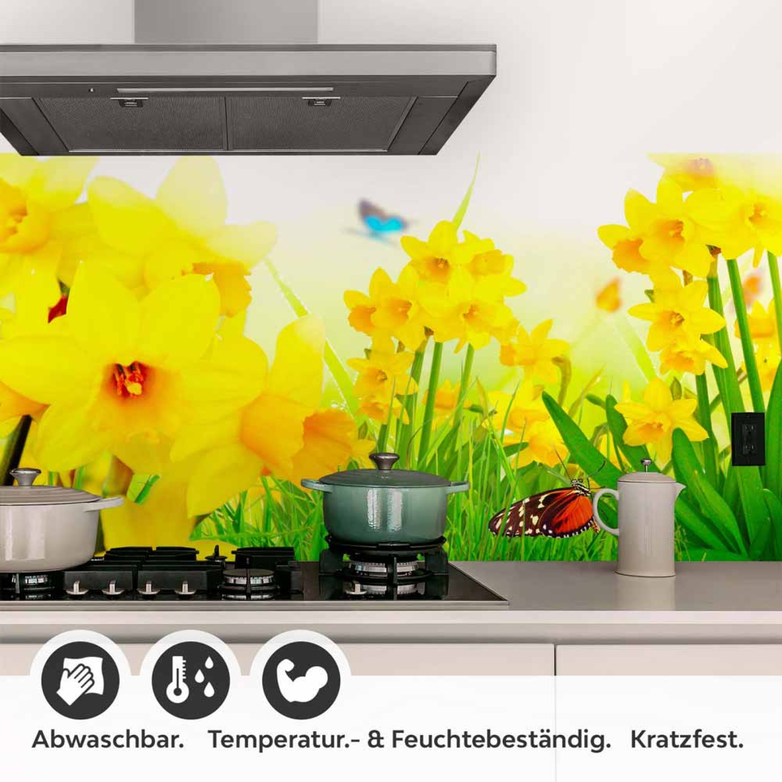 Küchenrückwand Folie Tulpen & Schmetterlinge Detailbild 1