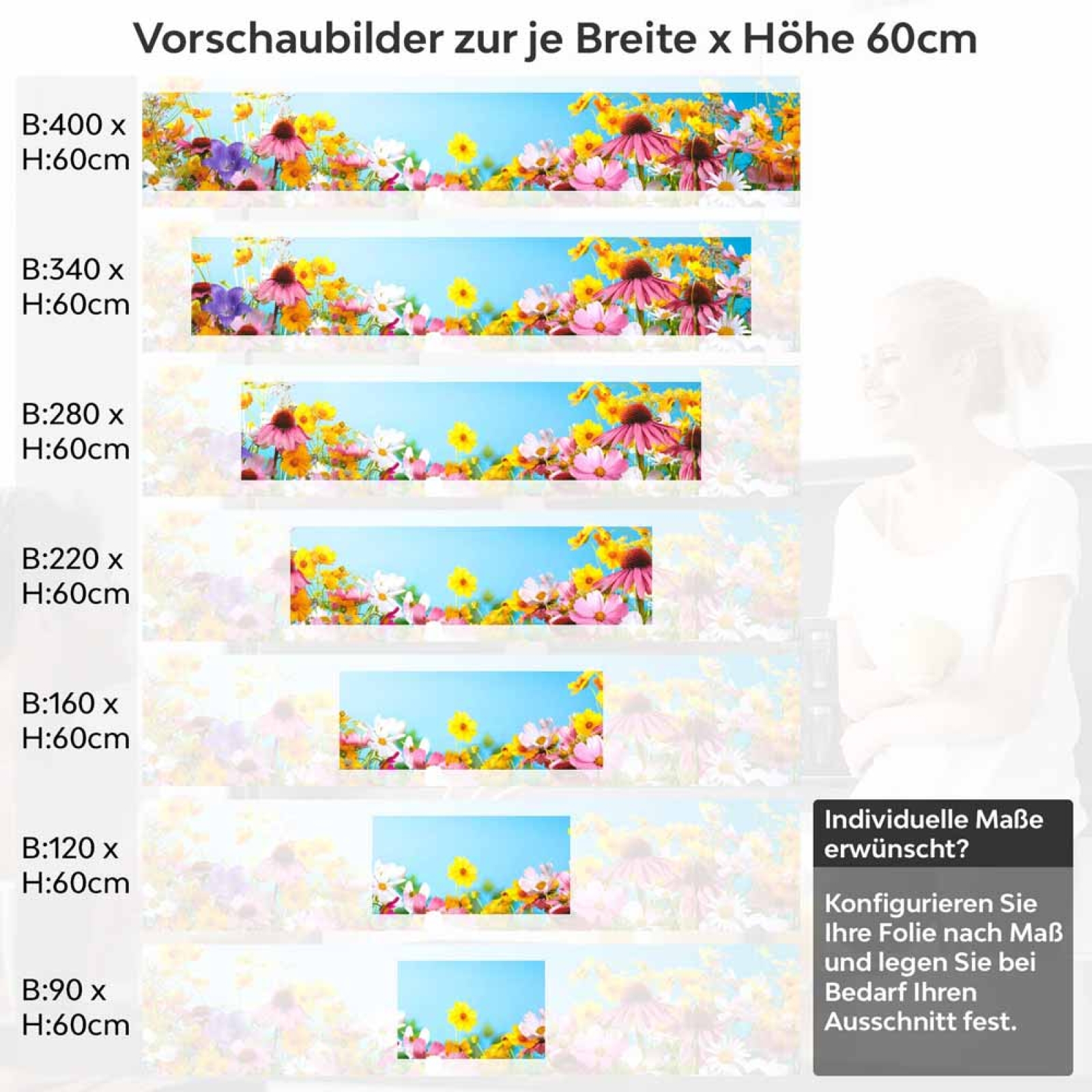 Küchenrückwand Folie Blumen im Frühling Höhe 60cm