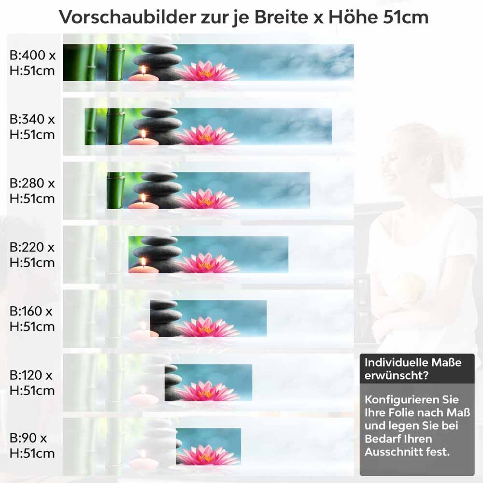 Küchenrückwand Folie Seerose & Zen-Steine Höhe 51cm