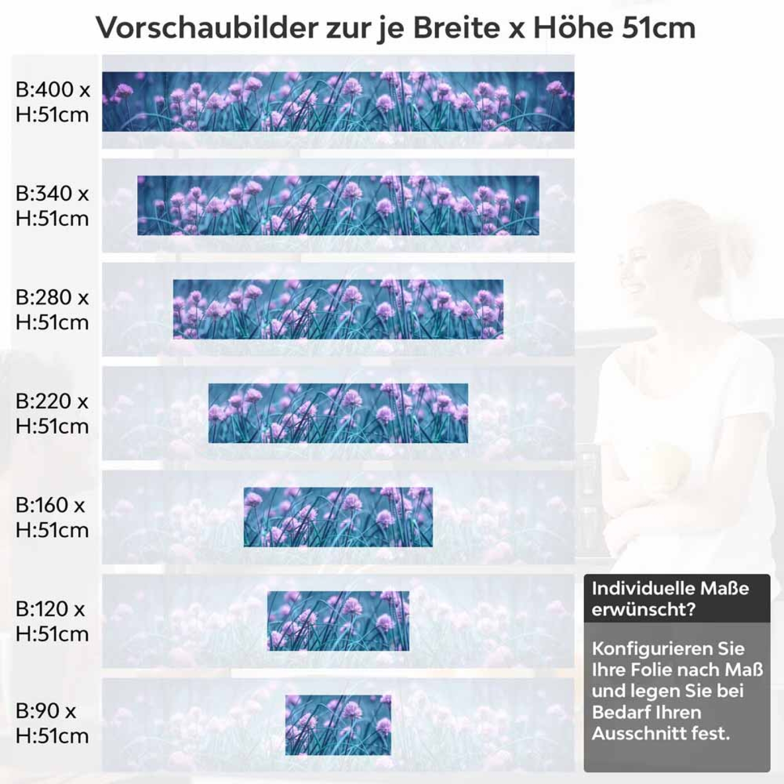 Küchenrückwand Folie Frühlingszwiebel Blüte Höhe 51cm