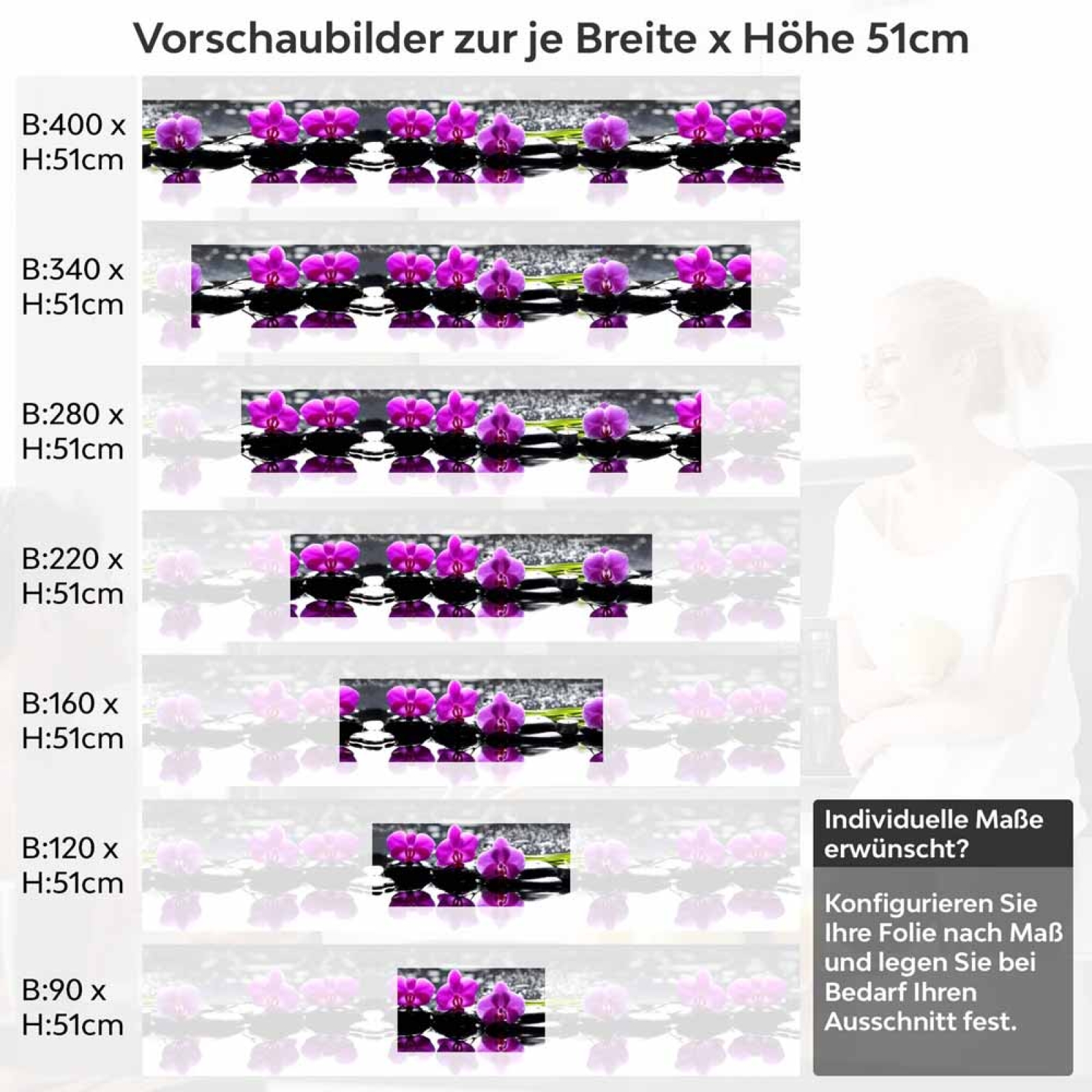 Küchenrückwand Folie Wellness Orchideen Höhe 51cm