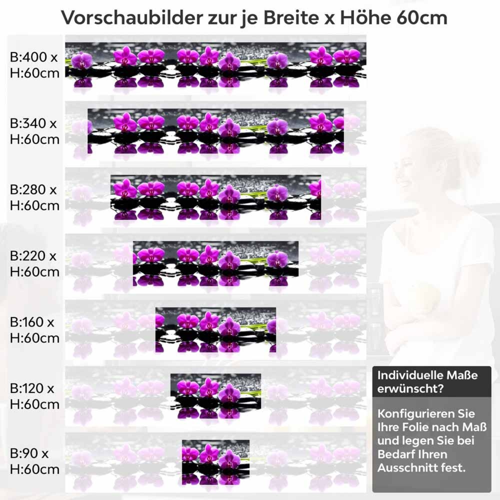 Küchenrückwand Folie Wellness Orchideen Höhe 60cm