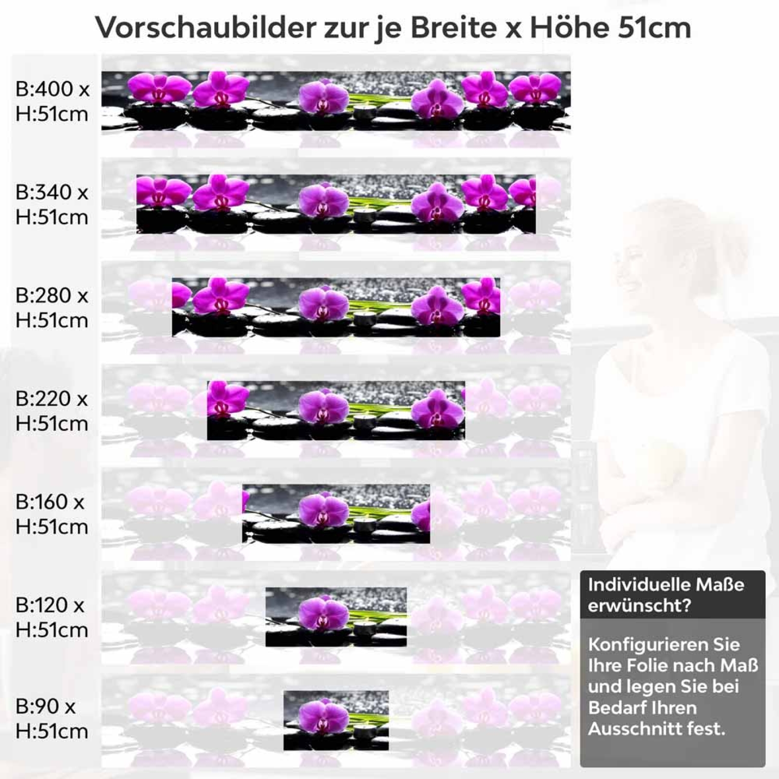 Küchenrückwand Folie SPA Orchideen Höhe 51cm