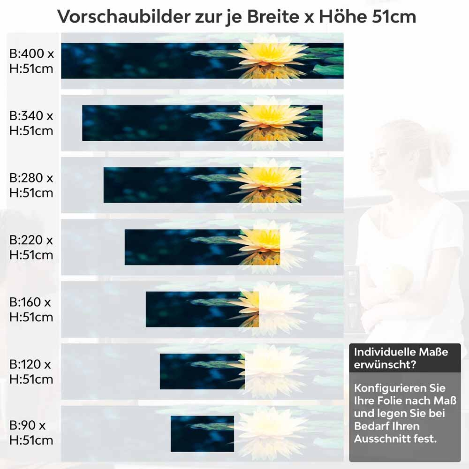 Küchenrückwand Folie Lotusblume Höhe 51cm