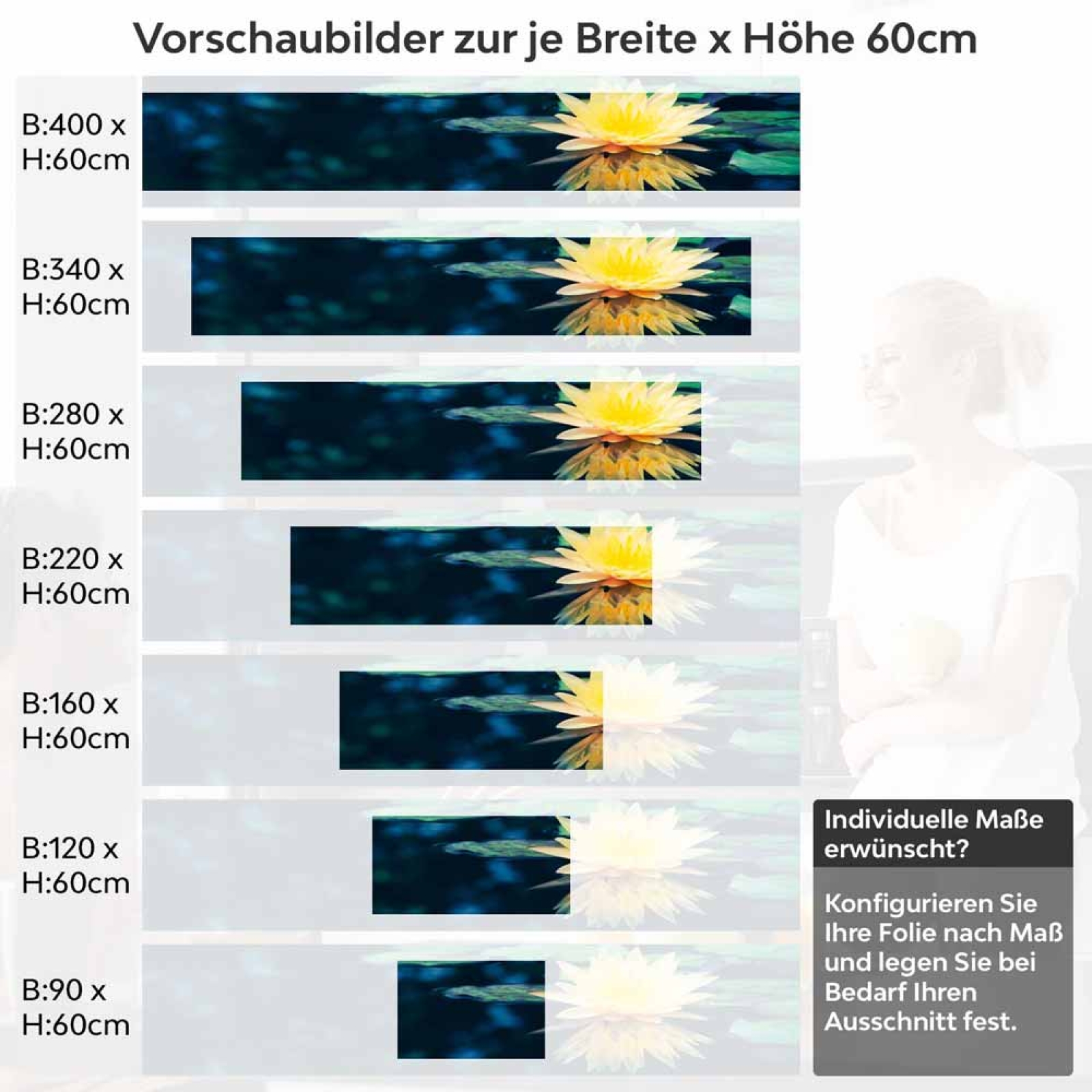 Küchenrückwand Folie Lotusblume Höhe 60cm