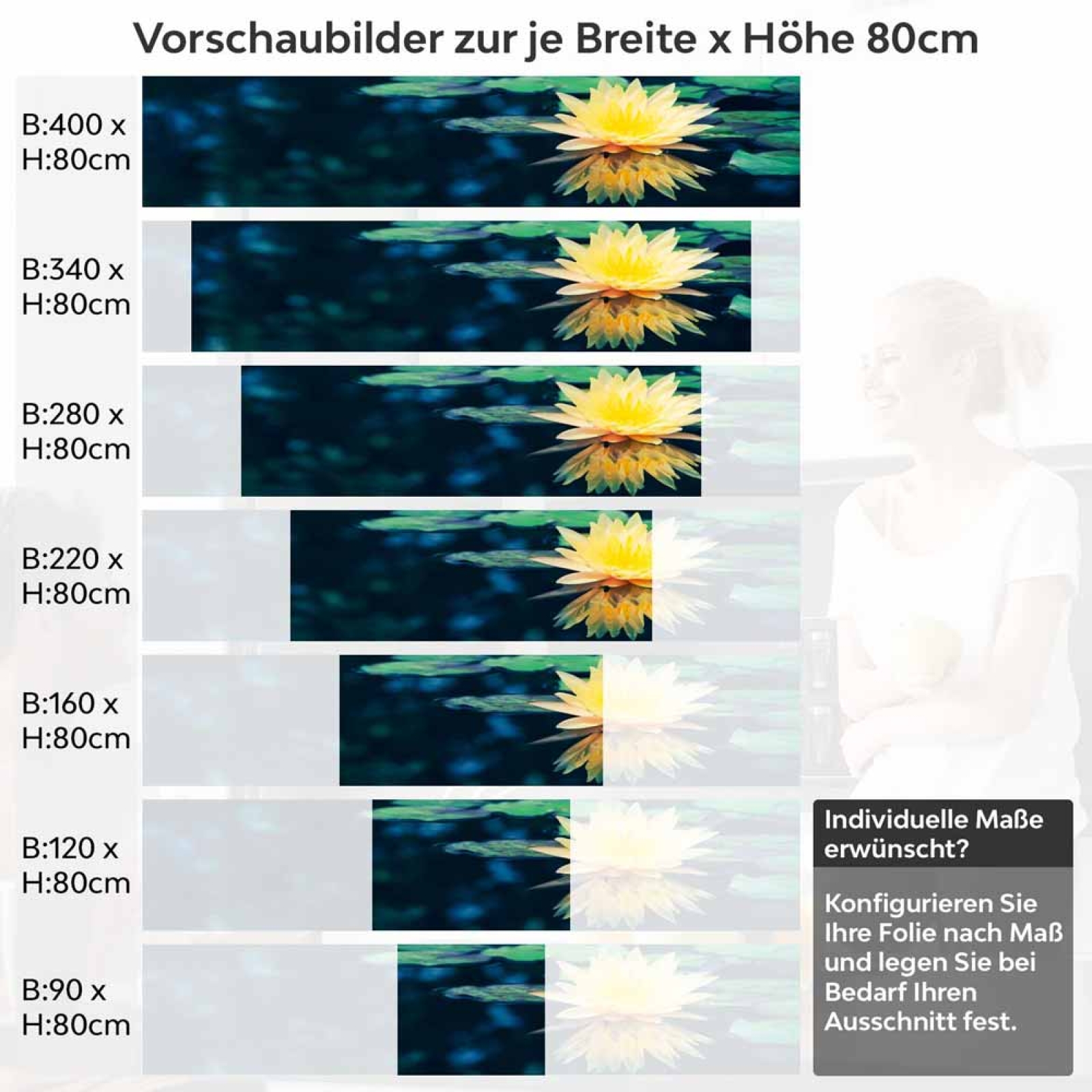 Küchenrückwand Folie Lotusblume Höhe 80cm