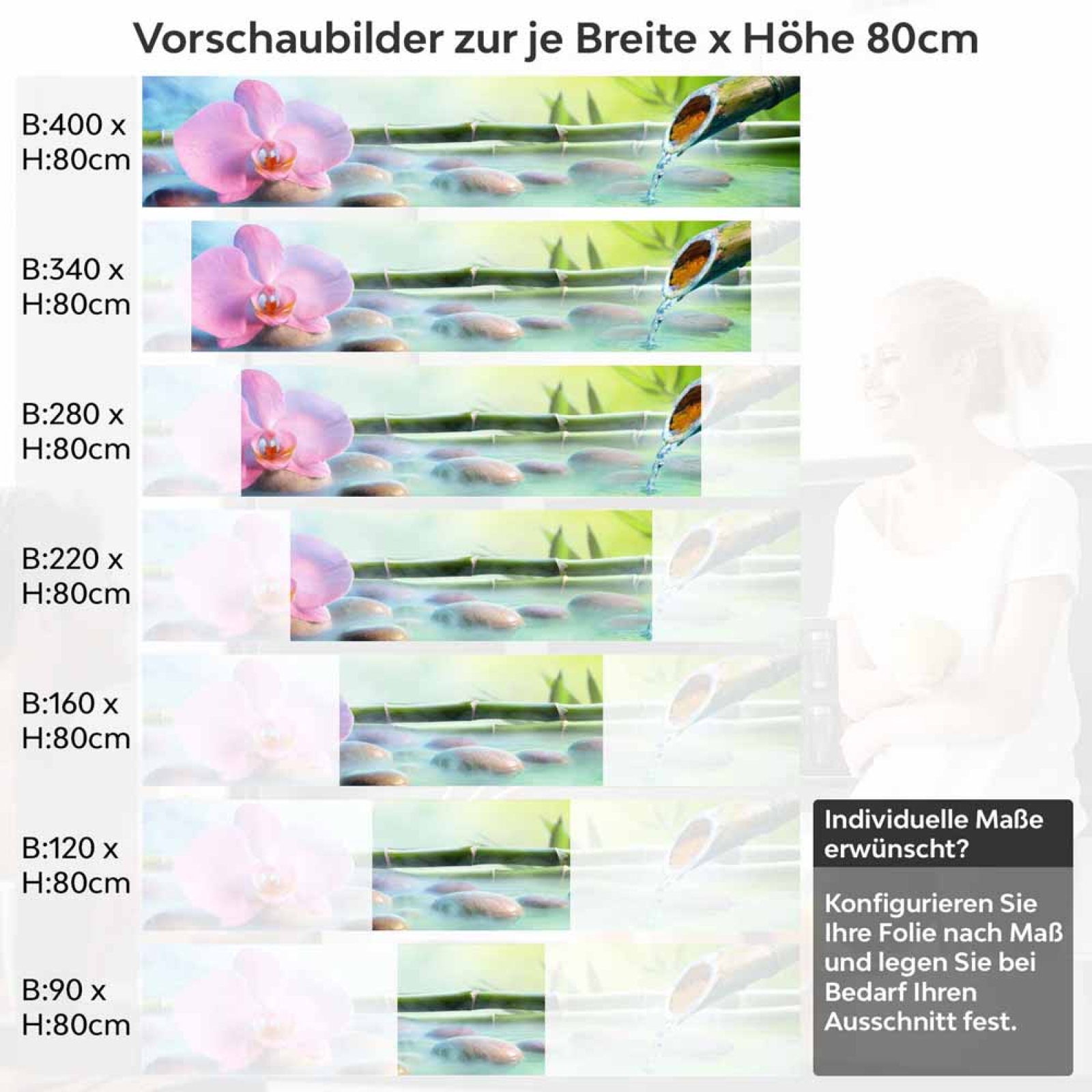Küchenrückwand Folie Zen Garten Höhe 80cm