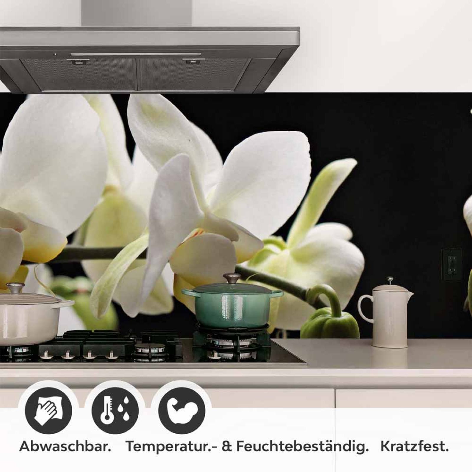 Küchenrückwand Folie weiße Orchideen - Zeitloser Stil für moderne Küchen Detailbild 1