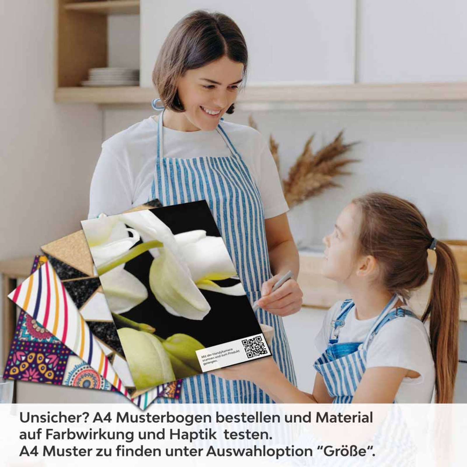 Küchenrückwand Folie weiße Orchideen - Modernes Design mit edlen Akzenten A4 Muster