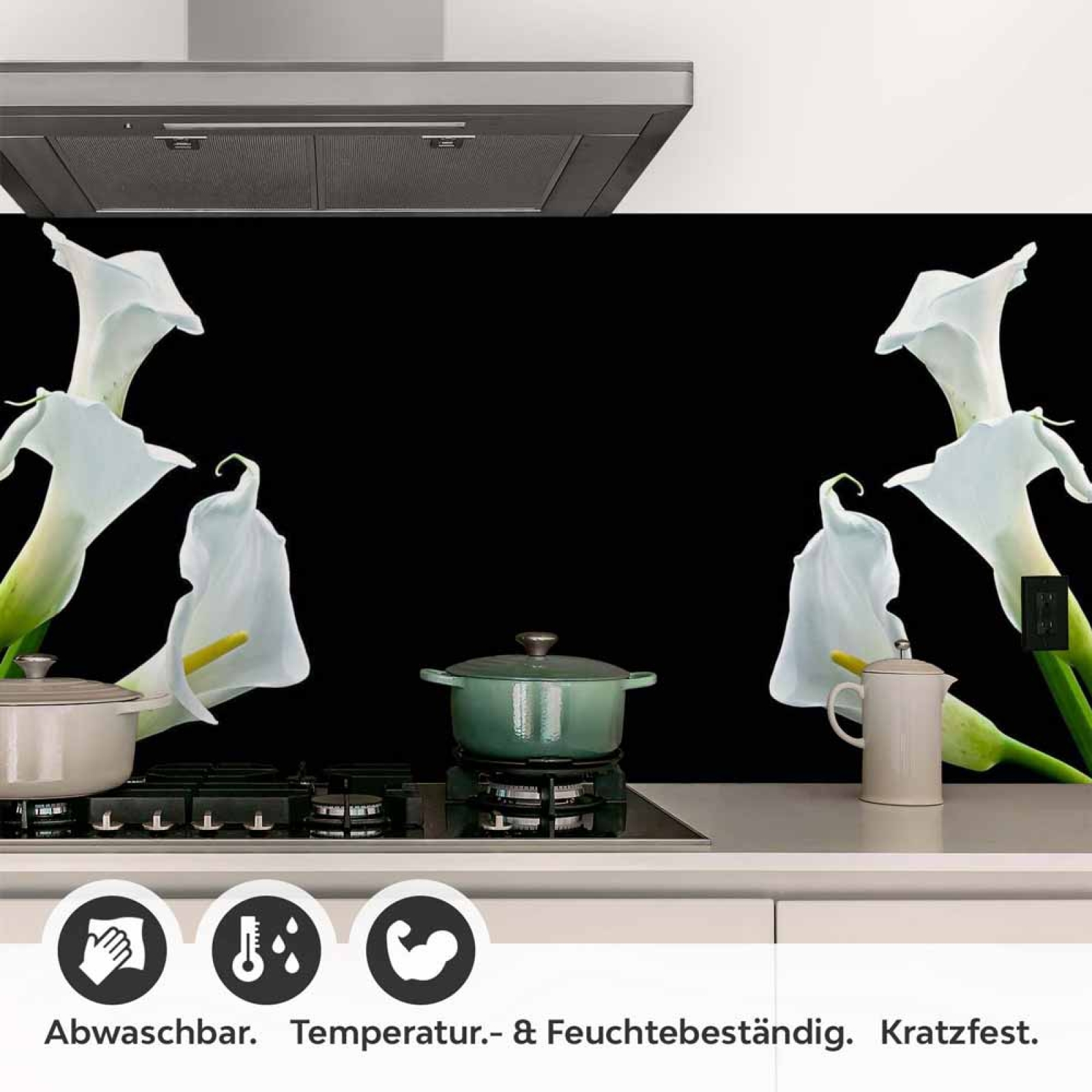Küchenrückwand Folie weiße Calla-Lilien Detailbild 1