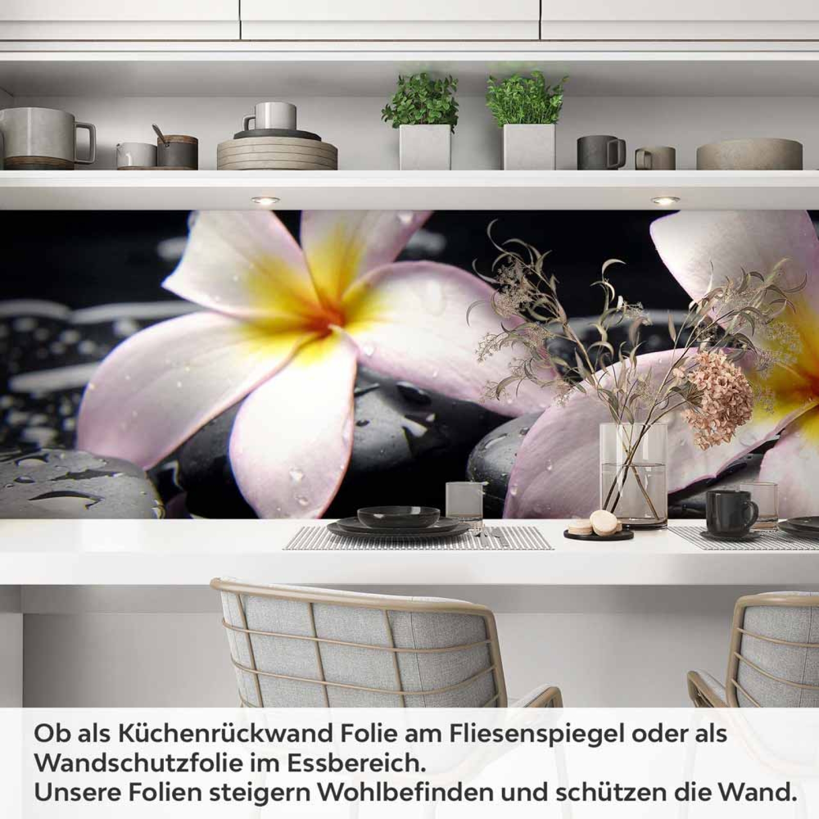 Küchenrückwand Folie Plumeria-Blüten Artikelbild 1