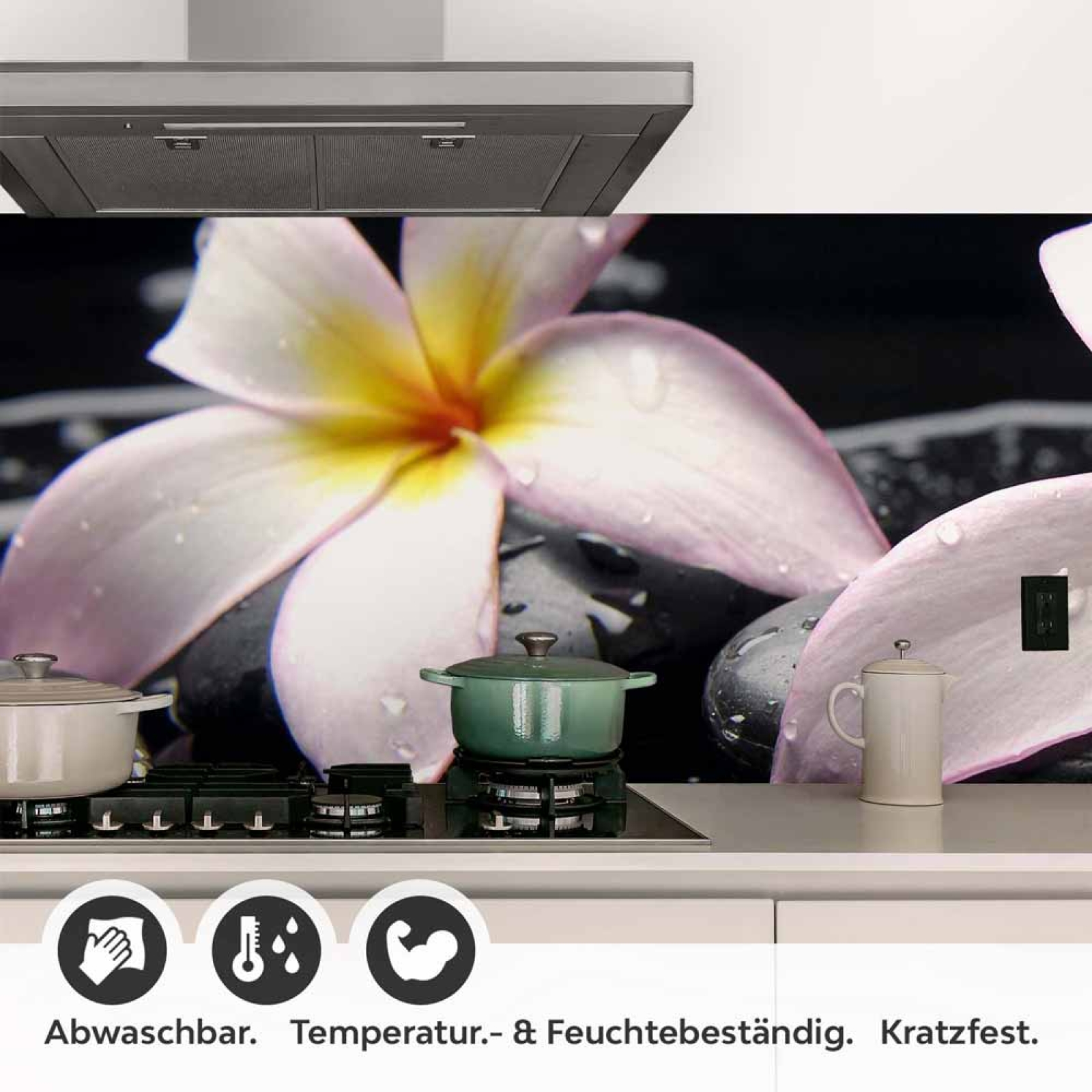 Küchenrückwand Folie Plumeria-Blüten Detailbild 1