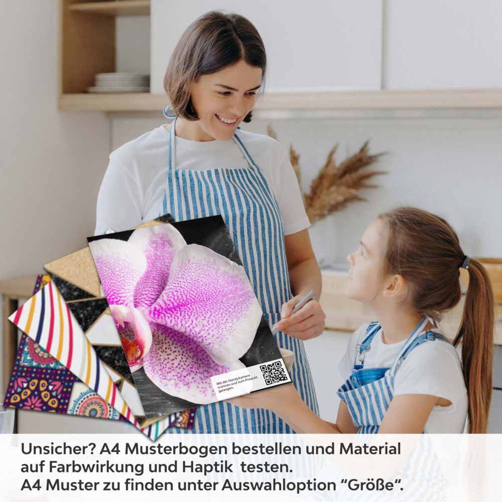 Küchenrückwand Folie Orchideenblüten in zartem Rosa-Violett A4 Muster