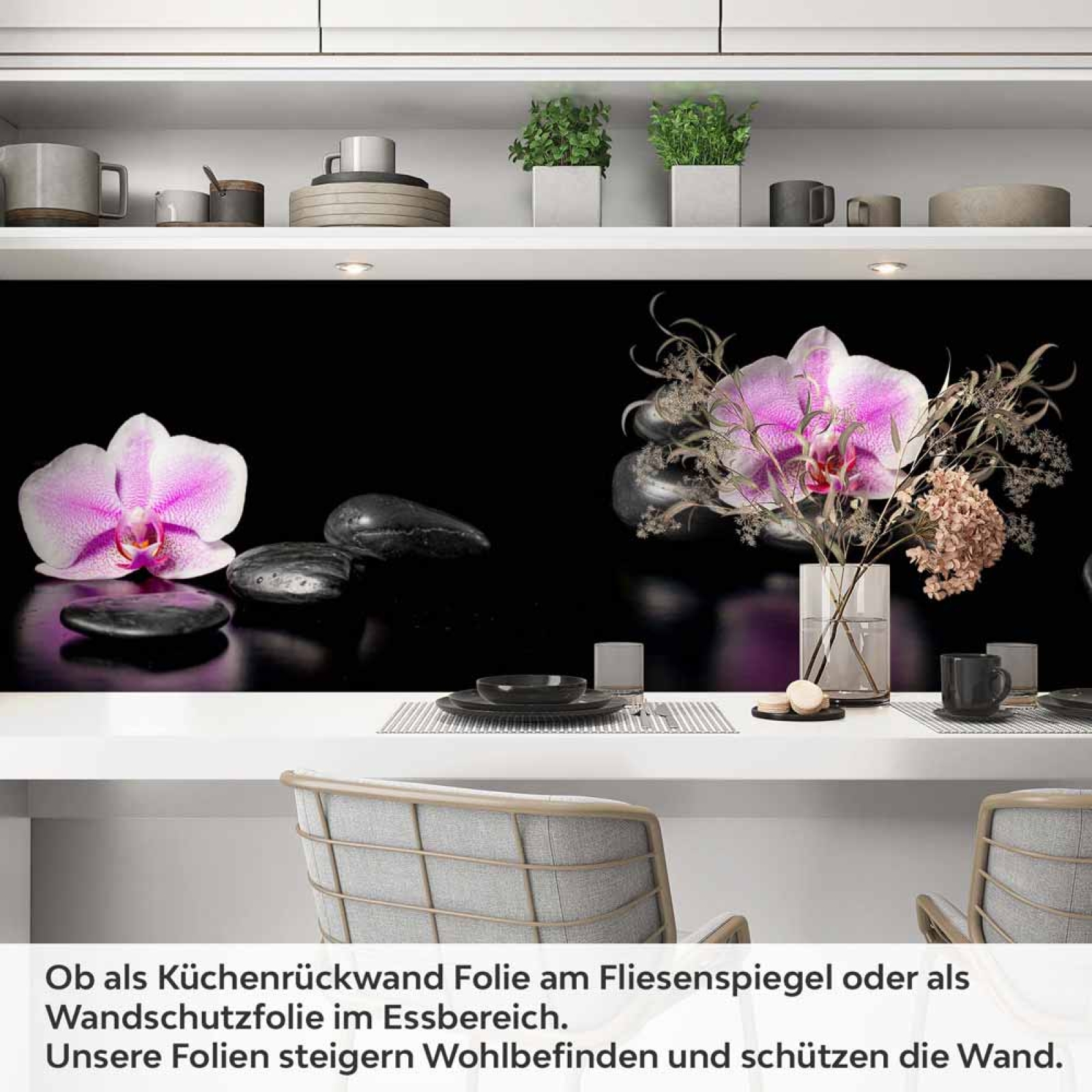 Küchenrückwand Folie Orchideenblüten in zartem Rosa-Violett Artikelbild 1