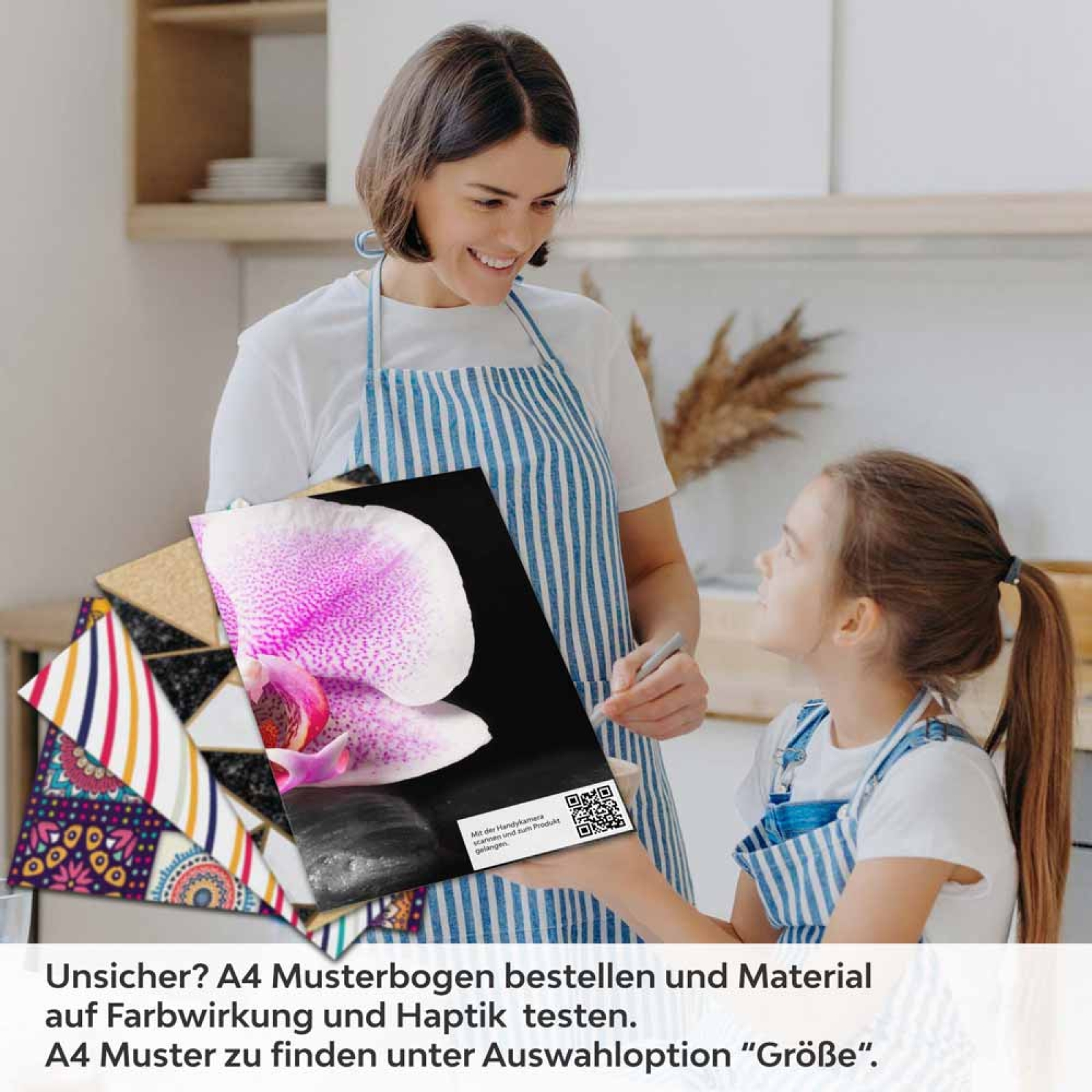 Küchenrückwand Folie Violette Orchideen - Zen-Motiv mit Reflexion A4 Muster
