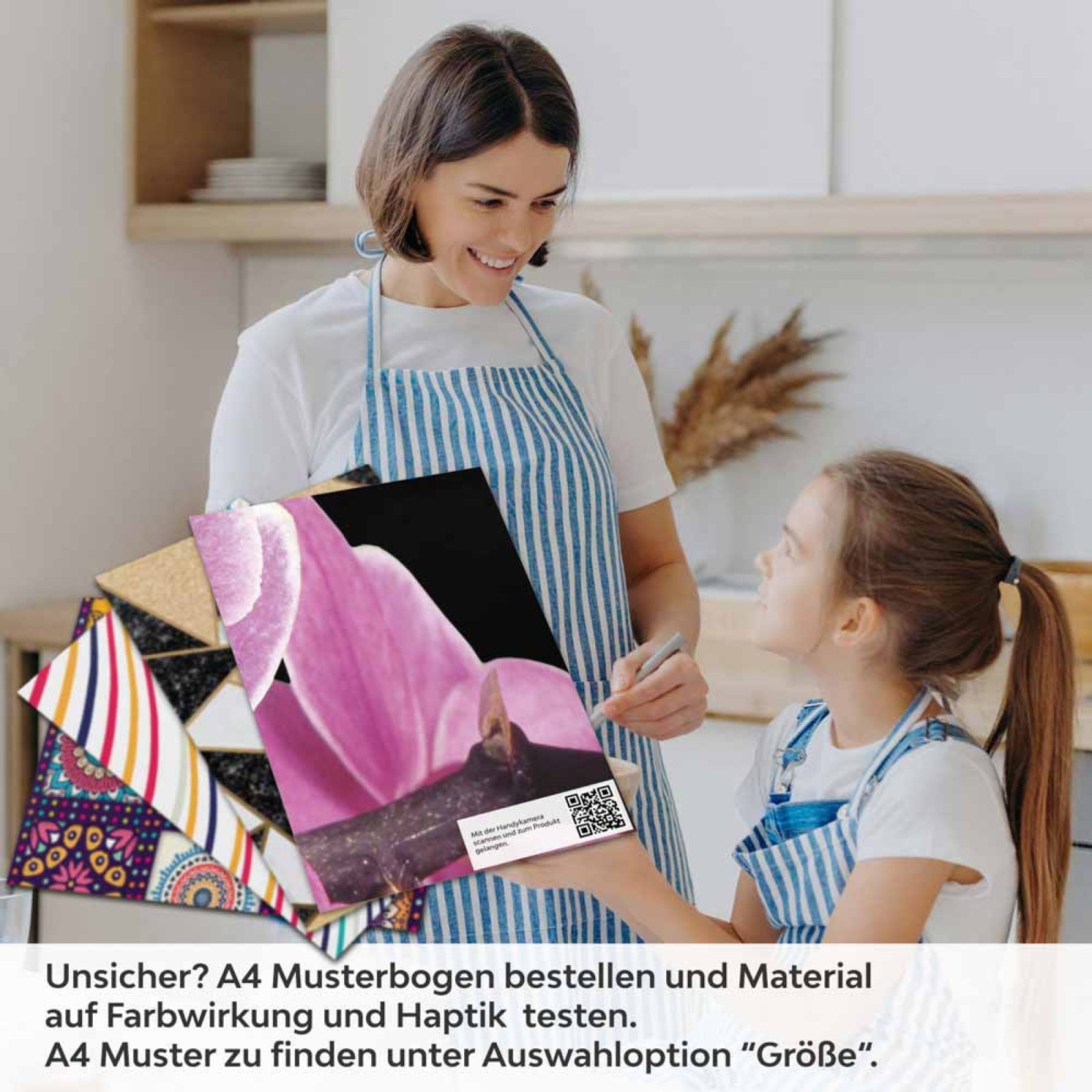 Küchenrückwand Folie Orchideen Pink - Pink auf Schwarz A4 Muster