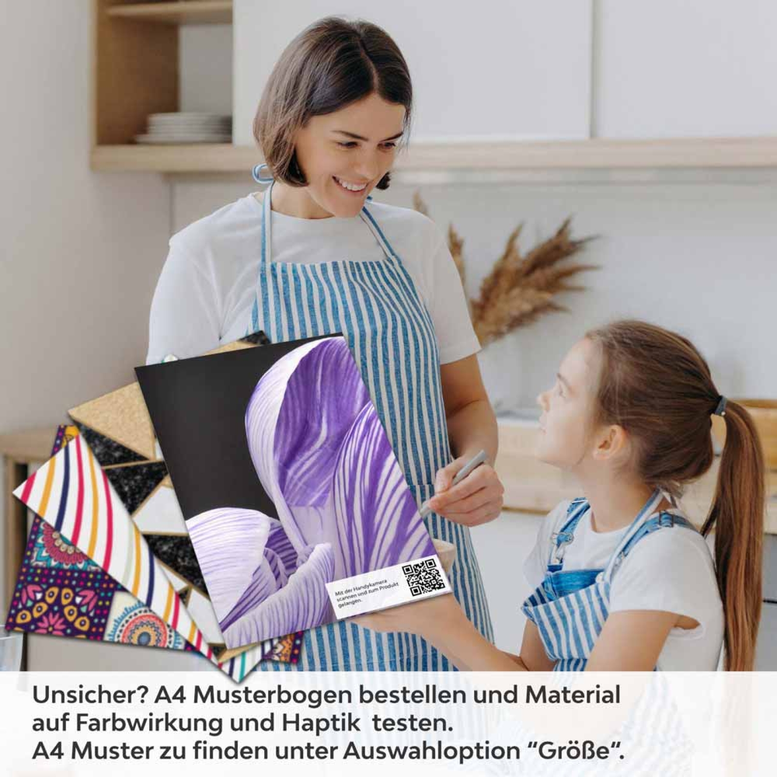 Küchenrückwand Folie Krokusblüten - edles Lila auf Schwarz A4 Muster