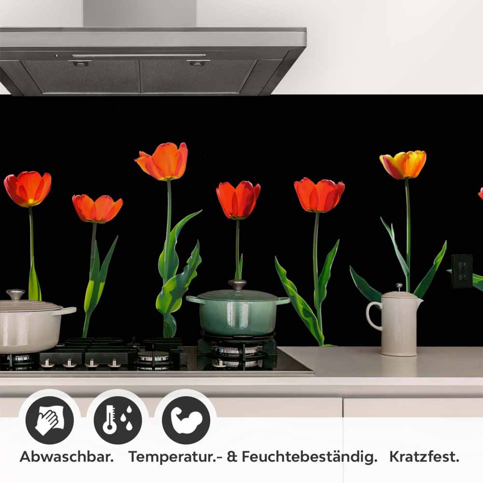 Küchenrückwand Folie rote Tulpen Detailbild 1