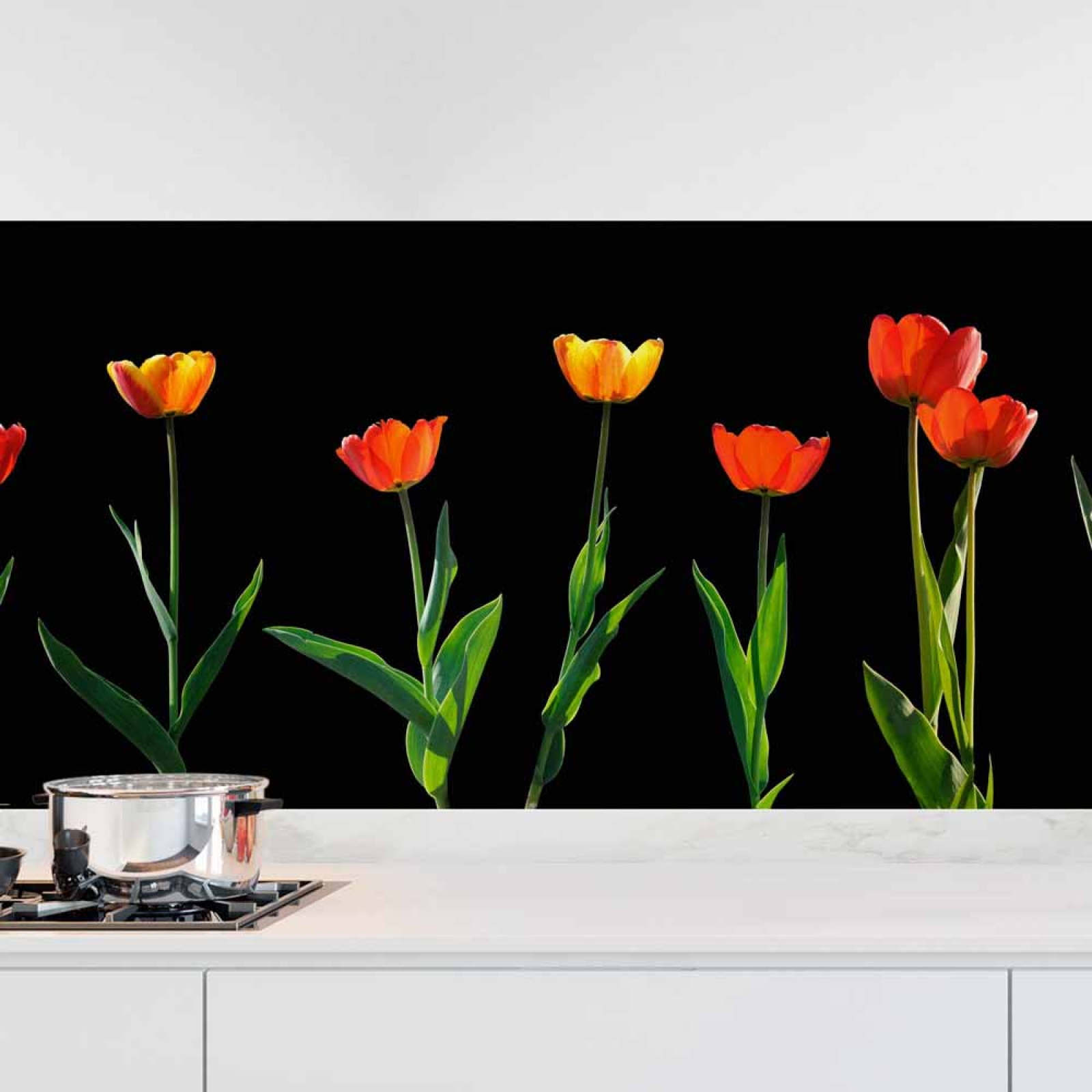 Küchenrückwand Folie rote Tulpen Hauptbild