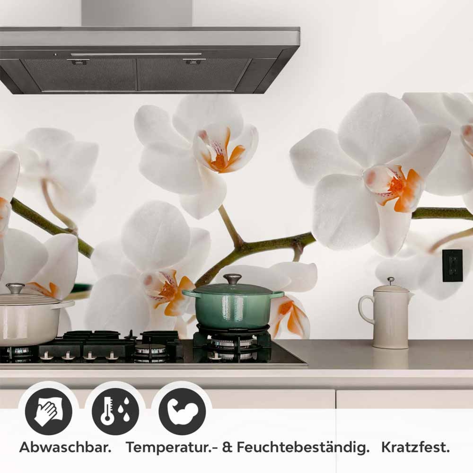 Küchenrückwand Folie Weiße Orchideen – Harmonie für Ihre Küche Detailbild 1