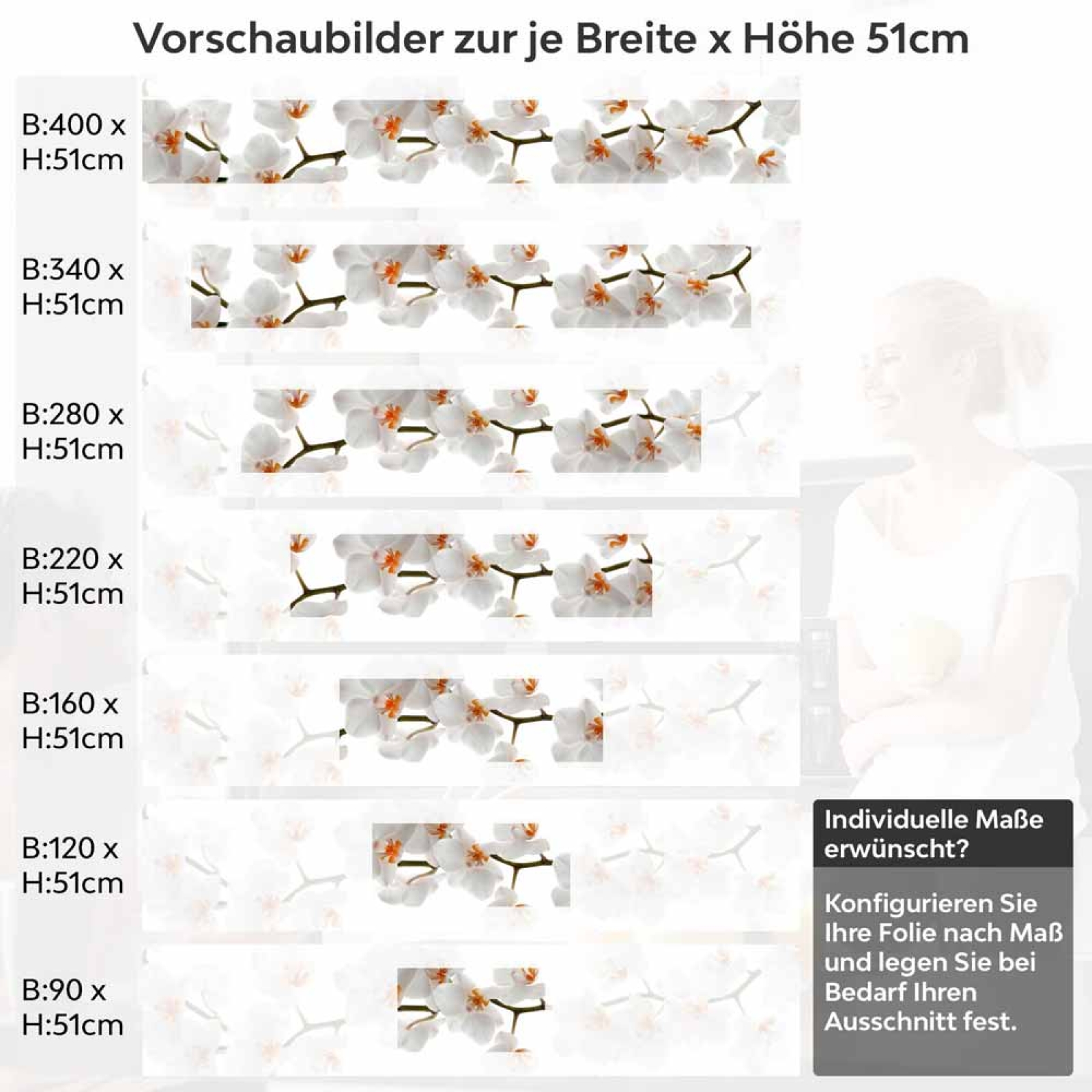 Küchenrückwand Folie Weiße Orchideen – Harmonie für Ihre Küche Höhe 51cm