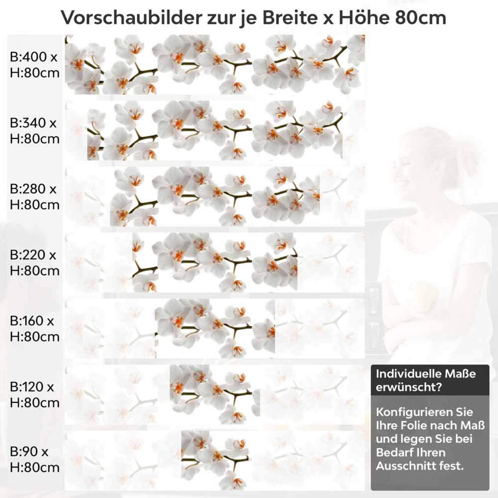 Küchenrückwand Folie Weiße Orchideen – Harmonie für Ihre Küche Höhe 80cm