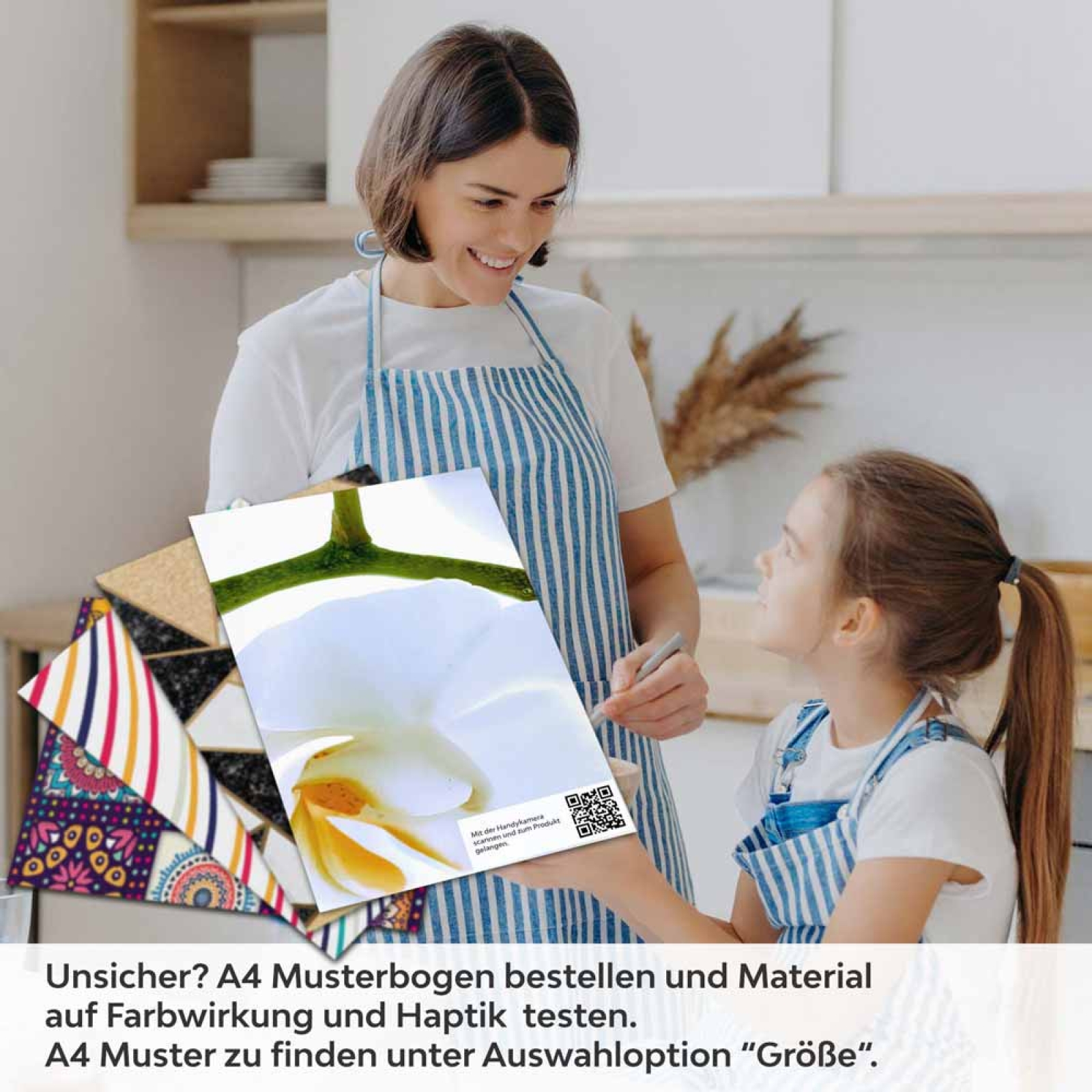 Küchenrückwand Folie Weiße Blüten – Perfekt für moderne Küchen A4 Muster
