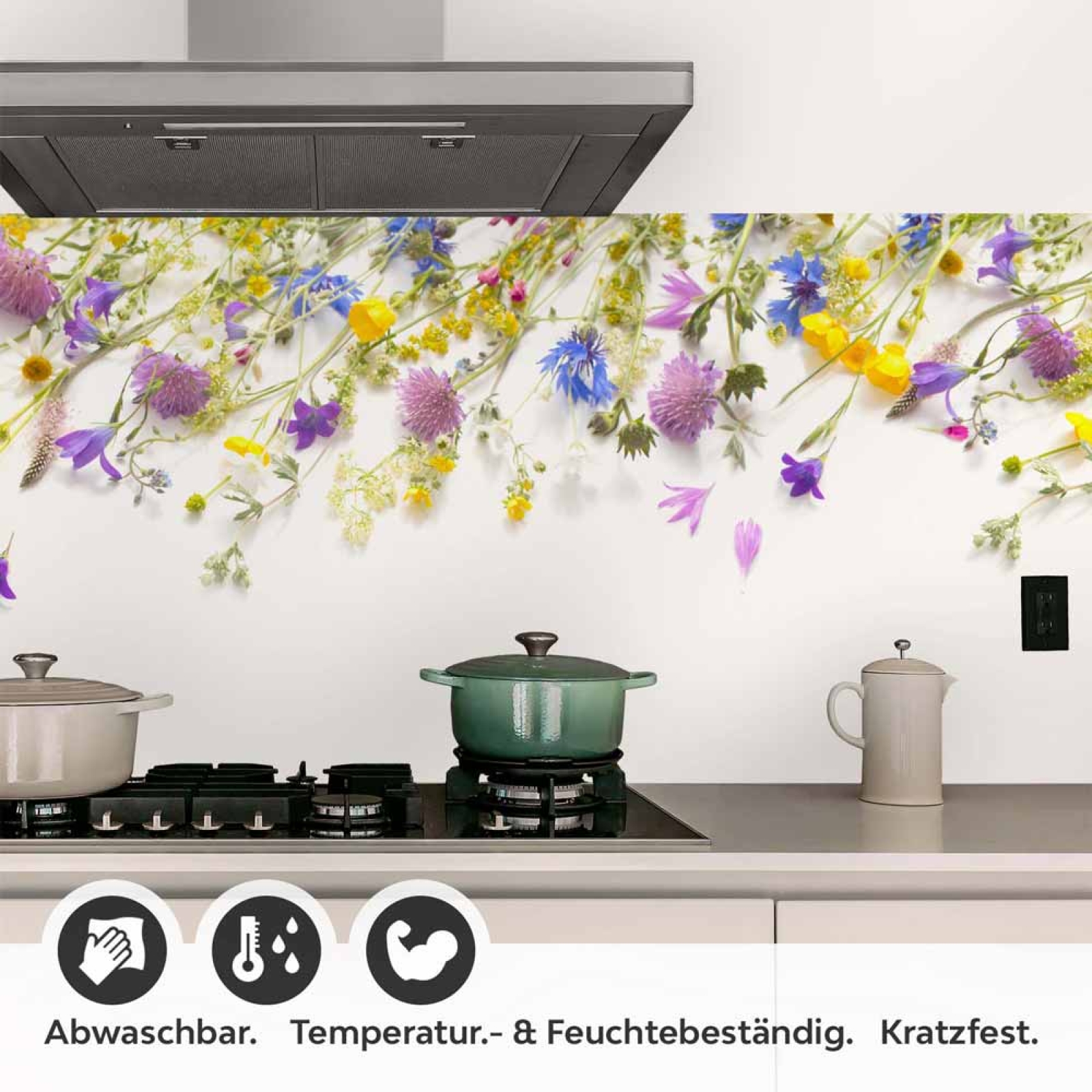 Küchenrückwand Folie Wildblumen – Frische und Farbe in Ihrer Küche Detailbild 1